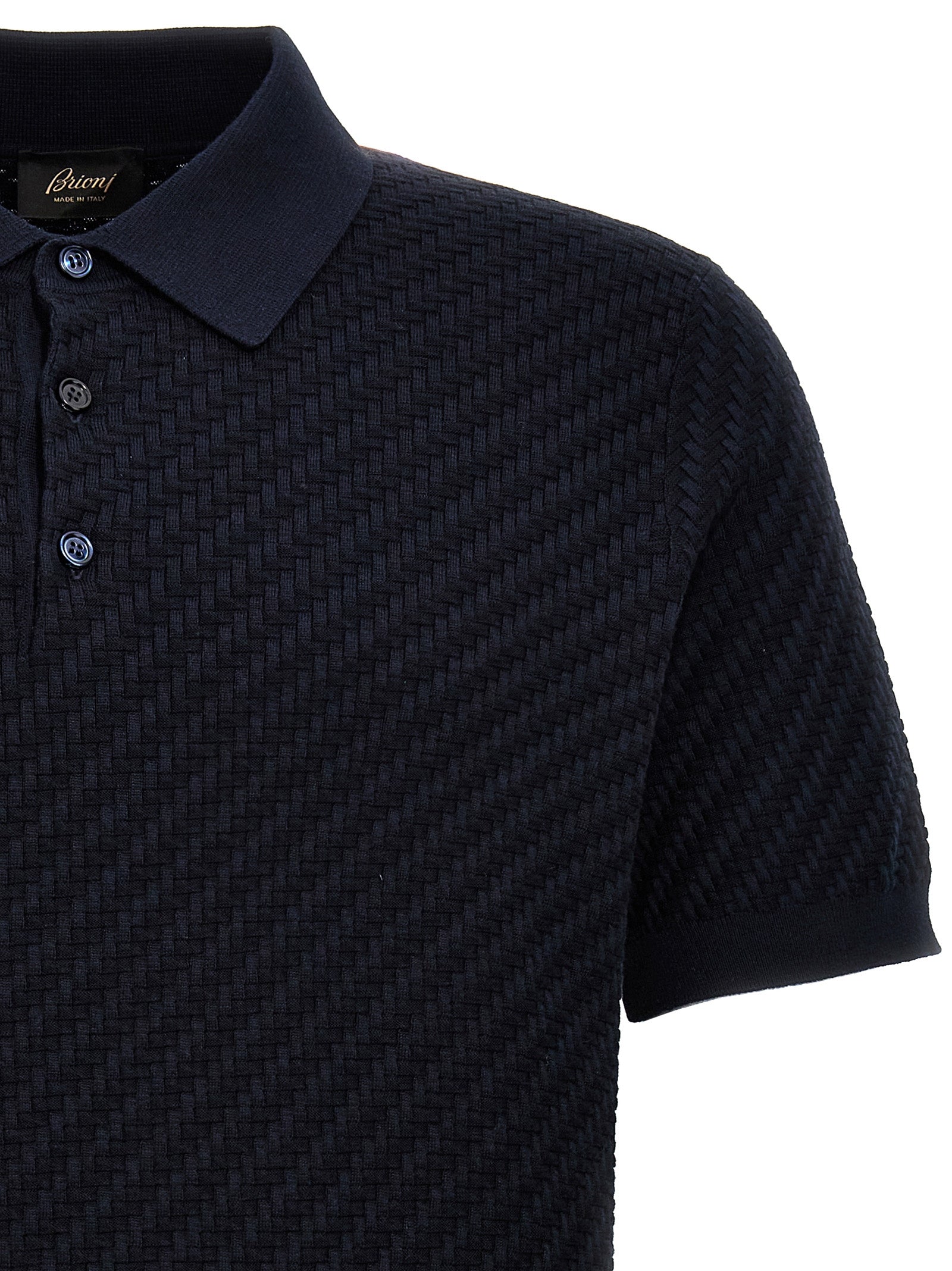 Brioni Blaues Baumwoll-Polohemd