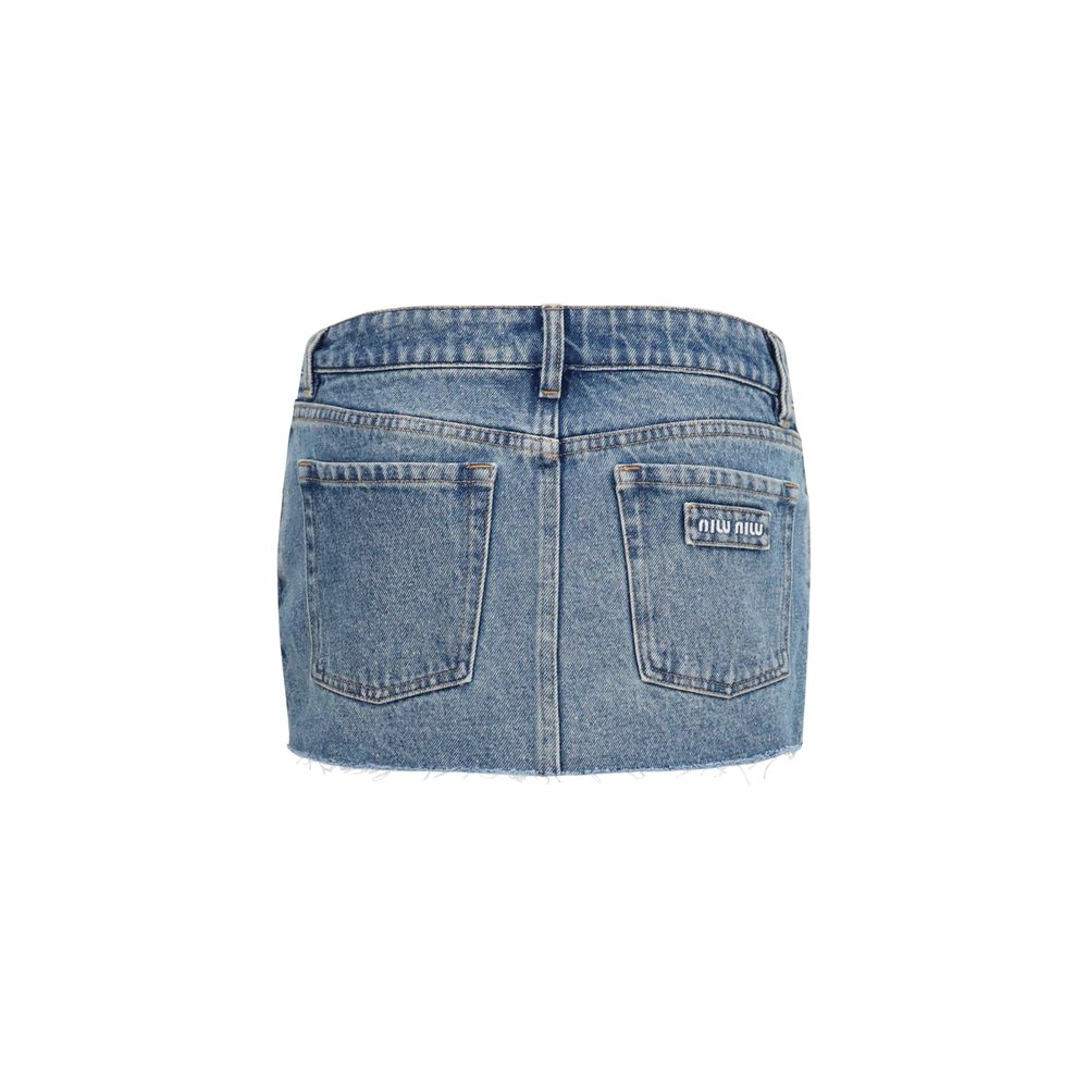 Miu Miu Blaue Baumwoll-Minirock