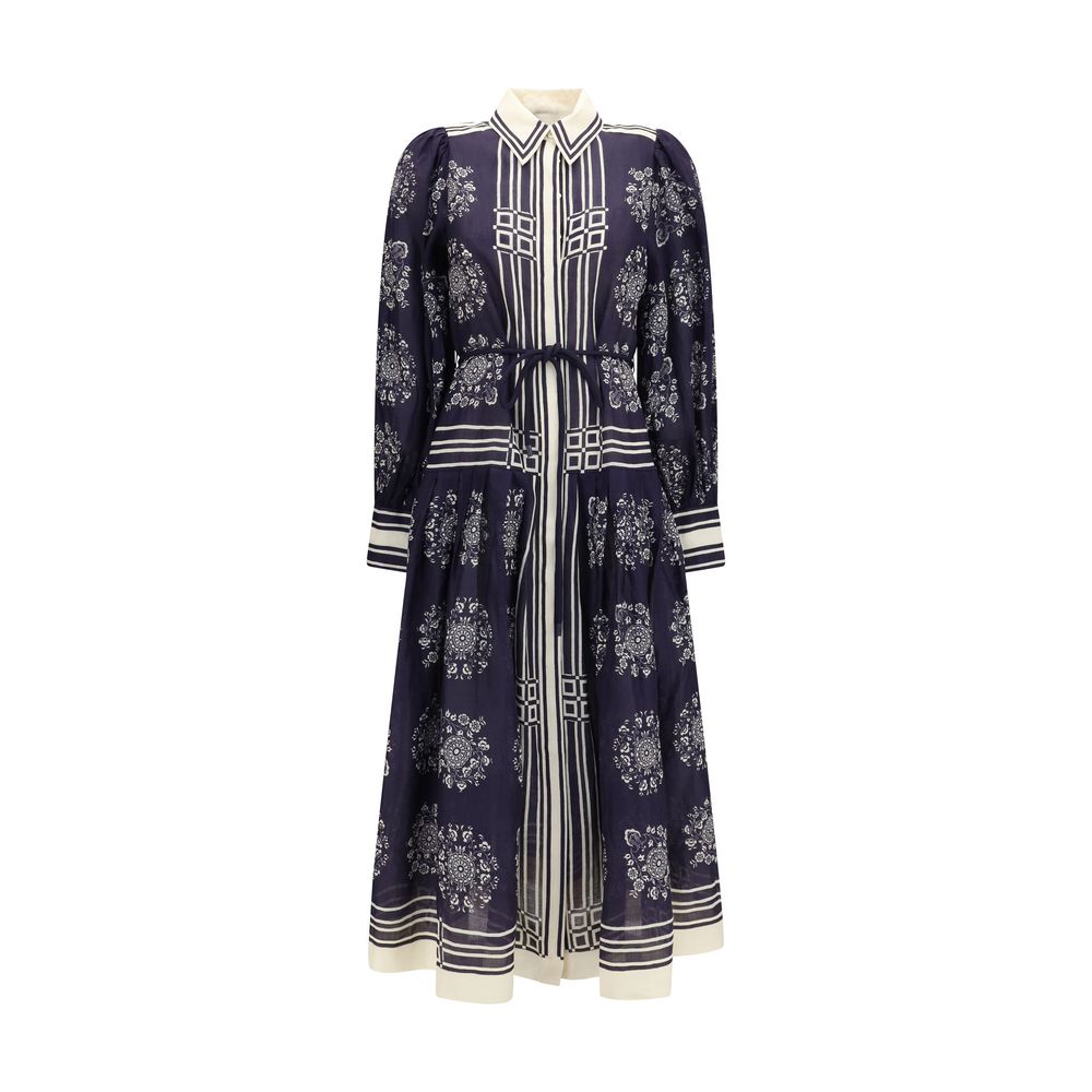 Alemais Blaues Ramie-Freizeitkleid