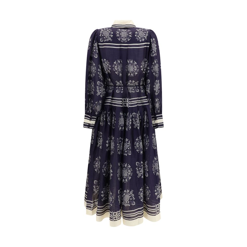 Alemais Blaues Ramie-Freizeitkleid