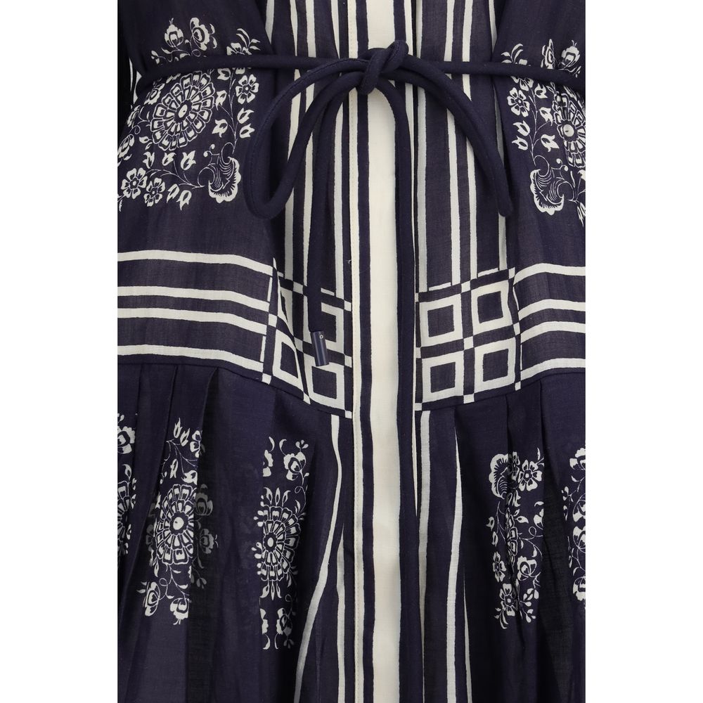 Alemais Blaues Ramie-Freizeitkleid