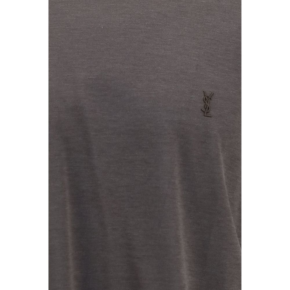 Saint Laurent Braunes Seiden-T-Shirt