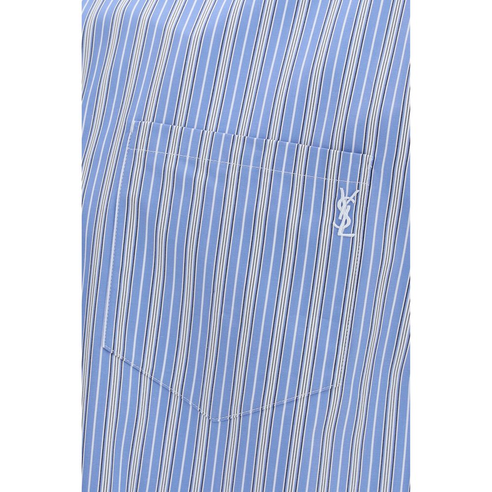 Saint Laurent Blaues Baumwollhemd mit Muster