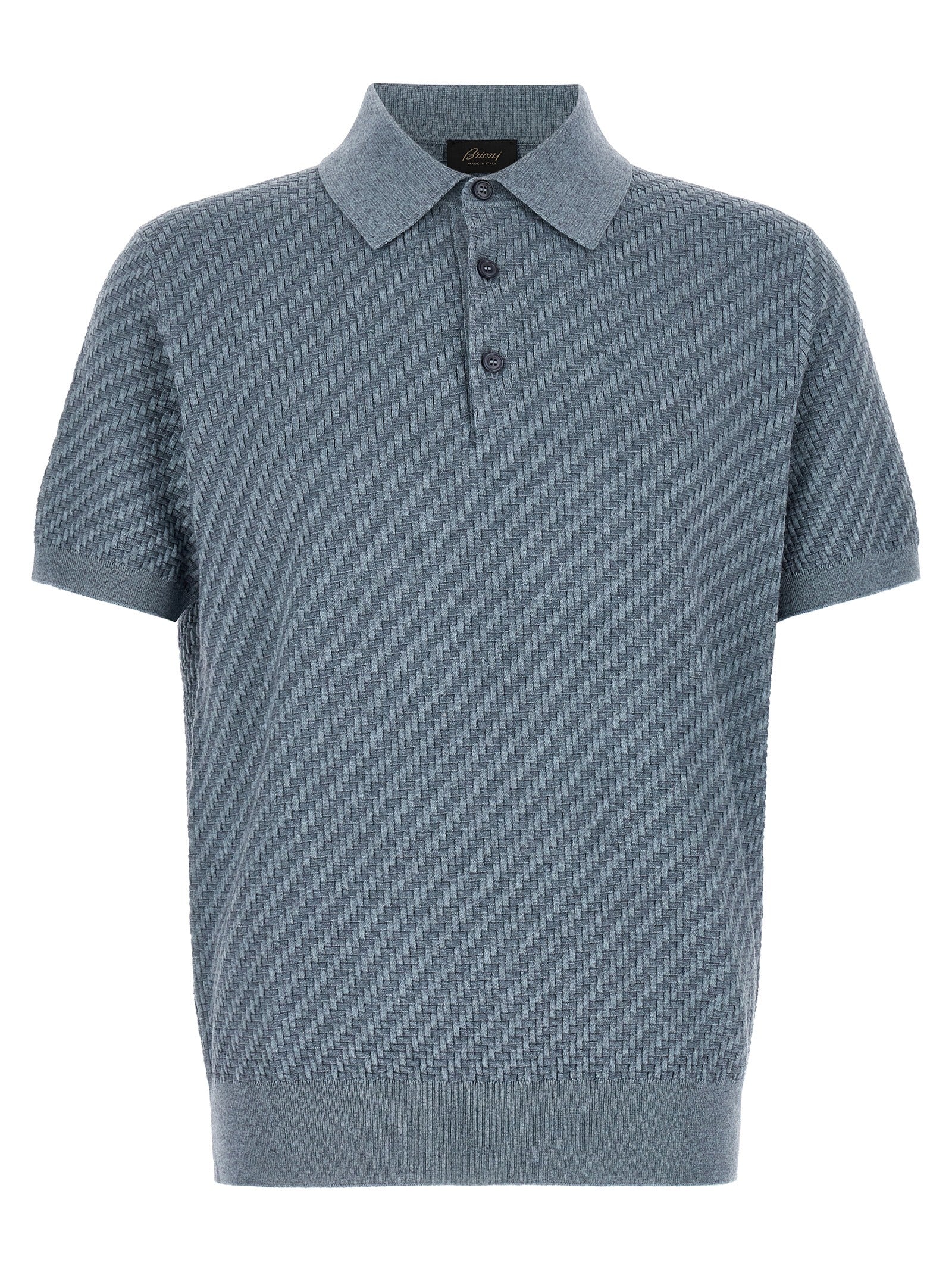 Brioni Blaues Baumwoll-Polohemd