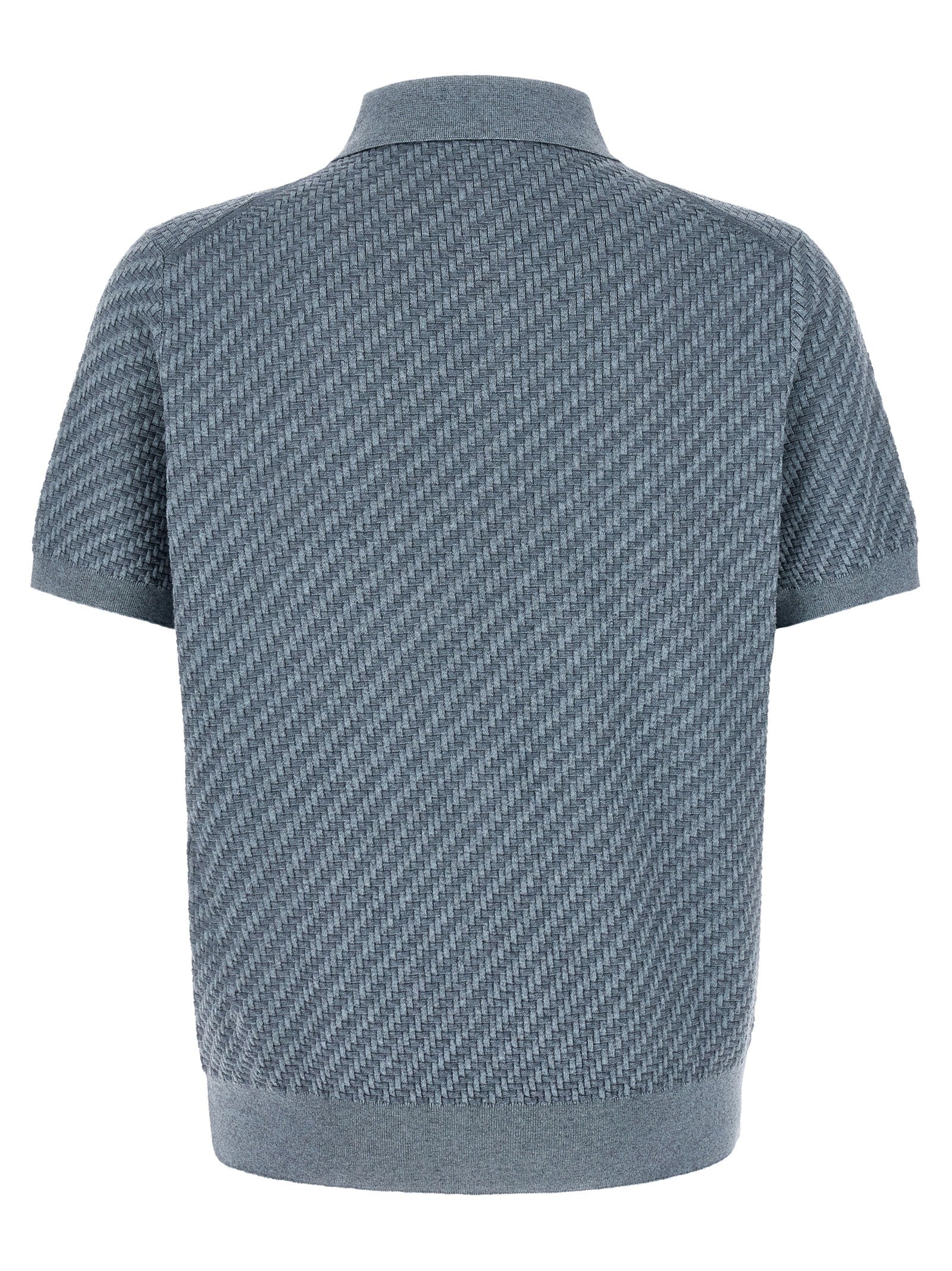 Brioni Blaues Baumwoll-Polohemd