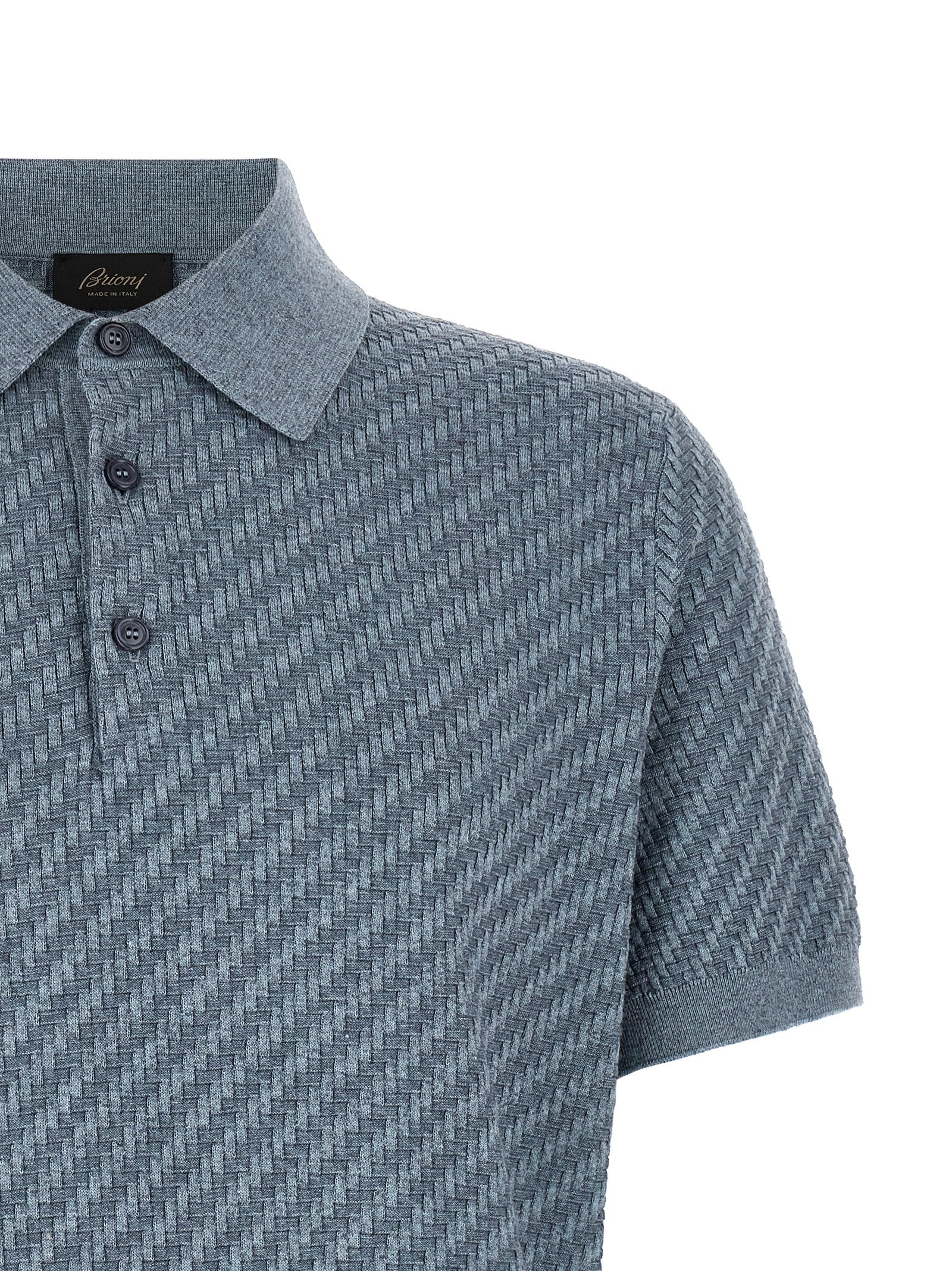 Brioni Blaues Baumwoll-Polohemd