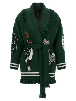 Alanui Zweifarbige Strickjacke aus reiner Schurwolle