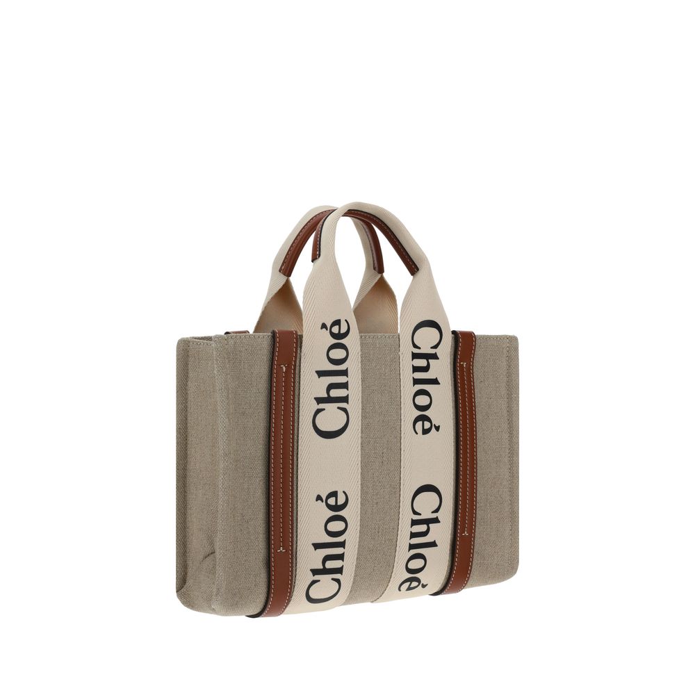 Chloé Braune Leinen Handtasche