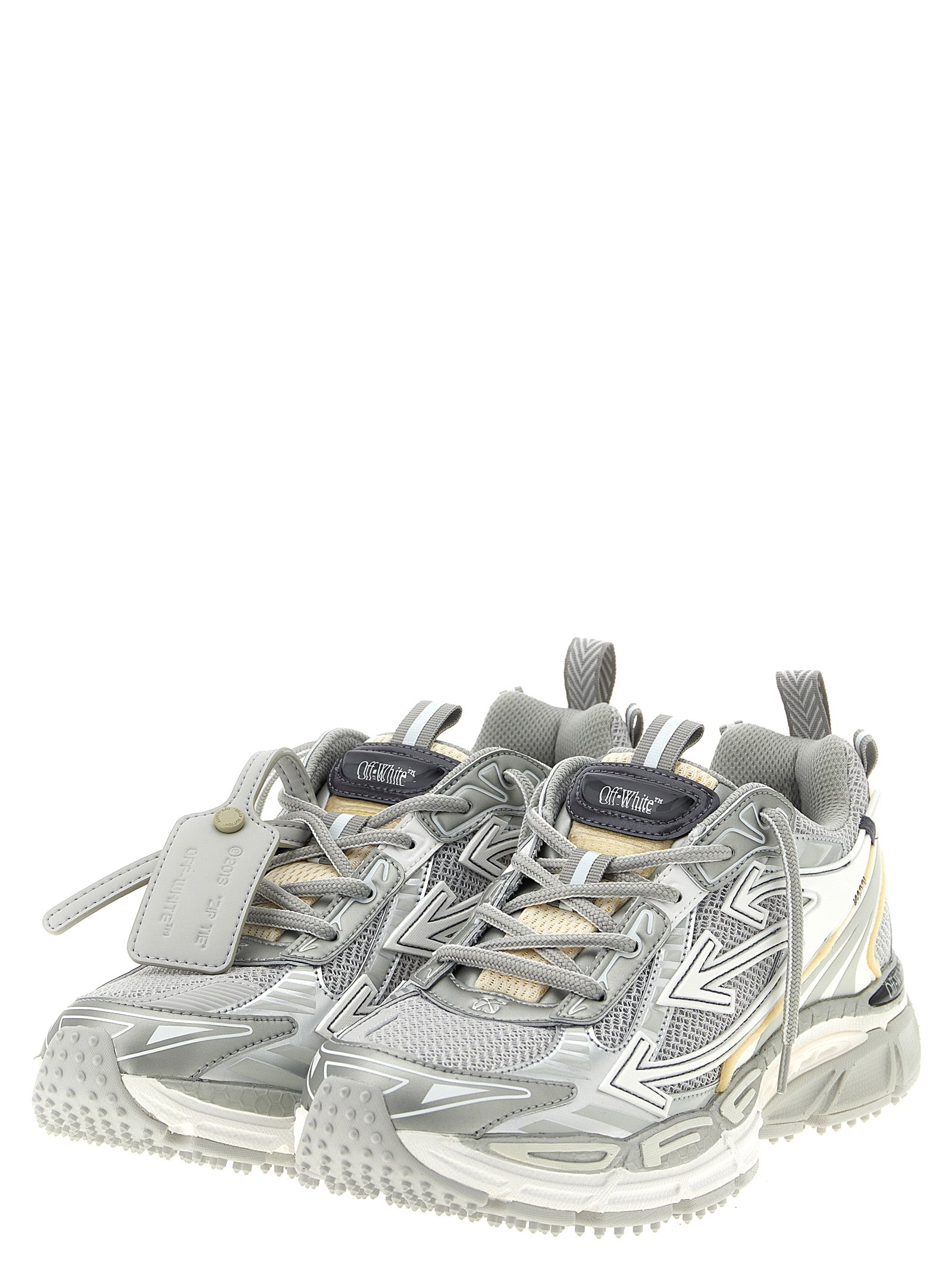 Off-White Silberne Polyester-Sneaker für sportliche Auftritte