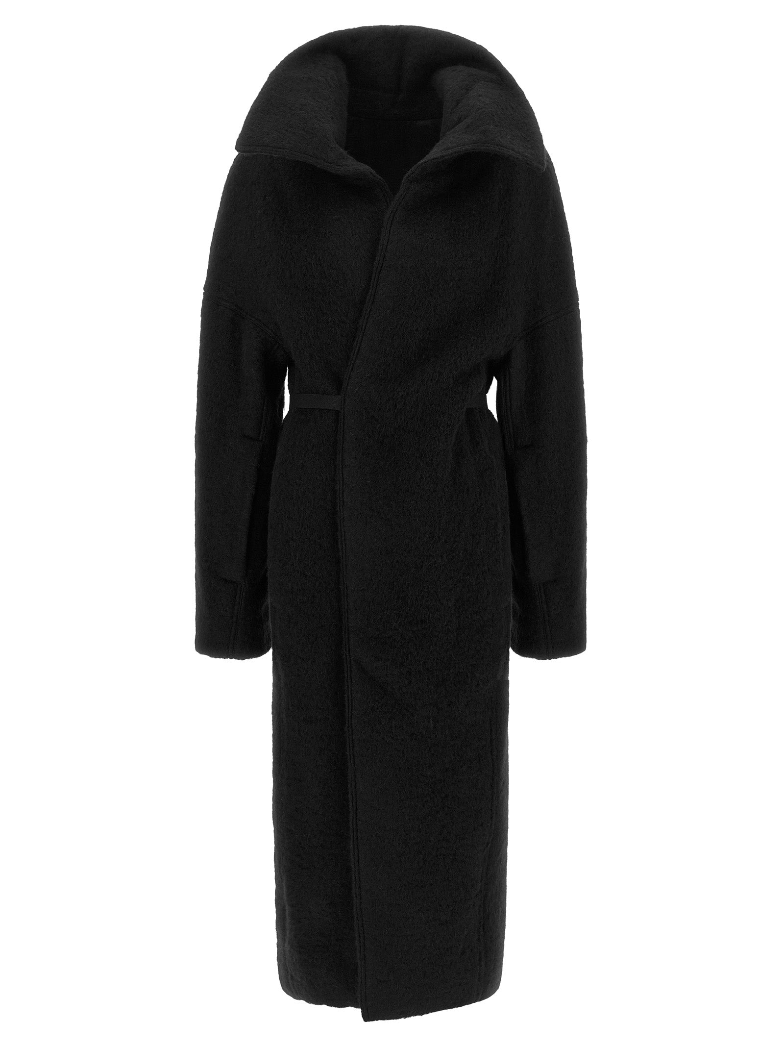 Rick Owens Schwarzer Marabou-Mantel
