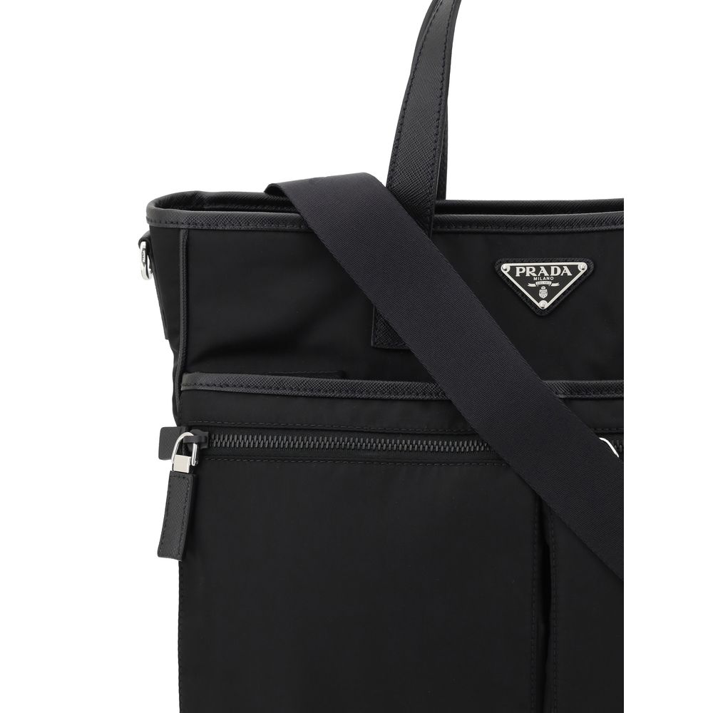 Prada Schwarze Bos Taurus Kalbsleder Schultertasche