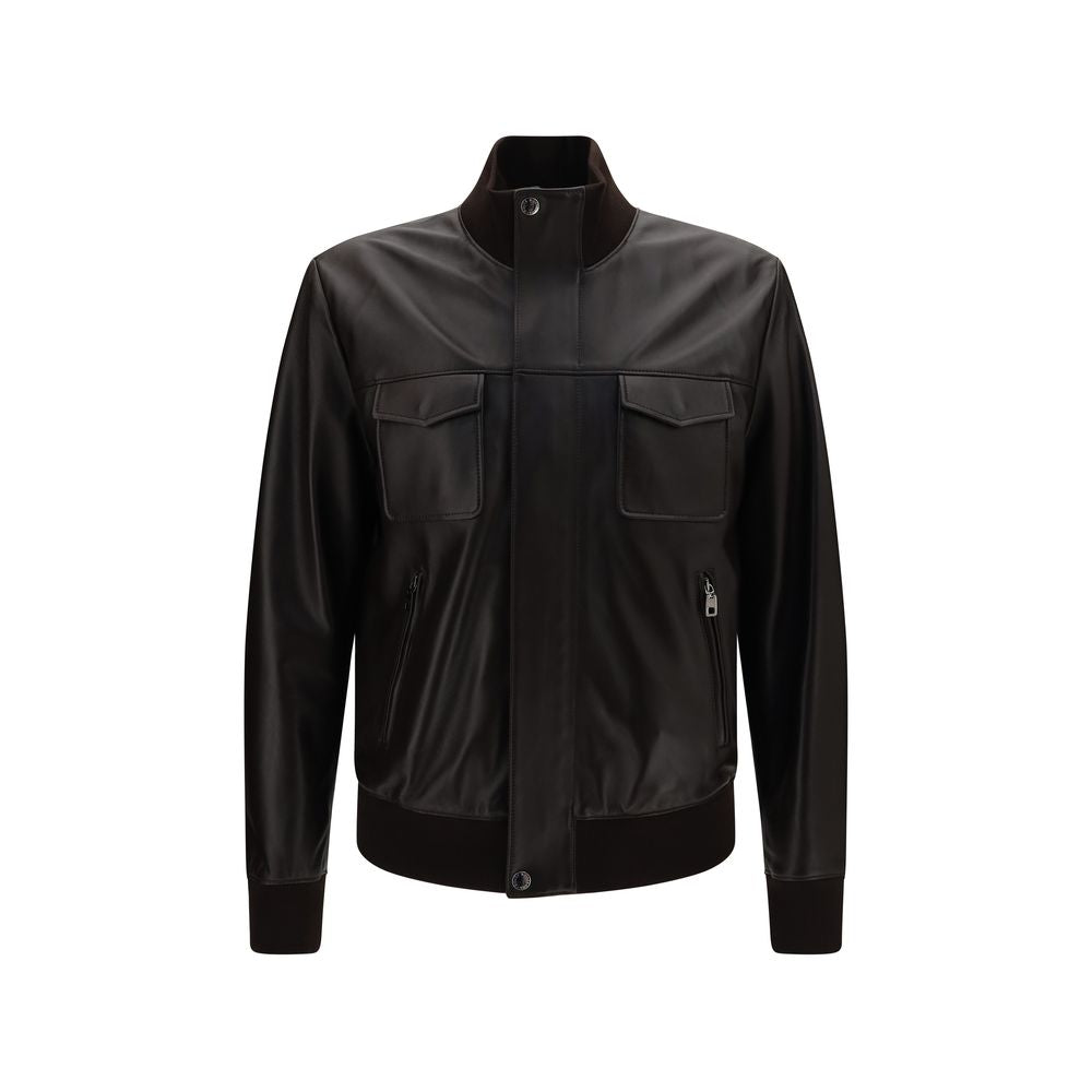 Dolce & Gabbana Braune Lammlederjacke Ovis Aries Aries