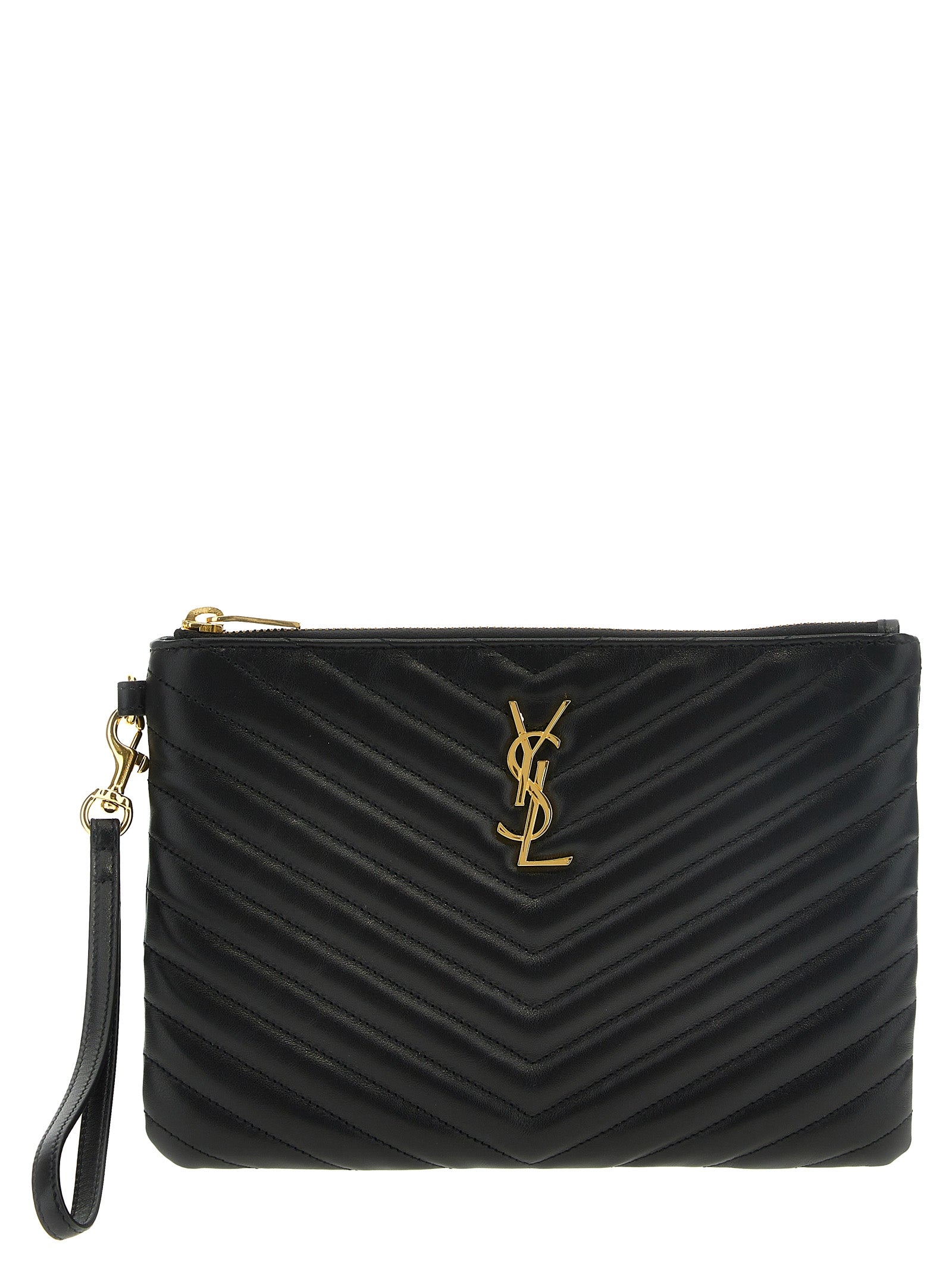 Saint Laurent Schwarze Kalbsleder-Clutch