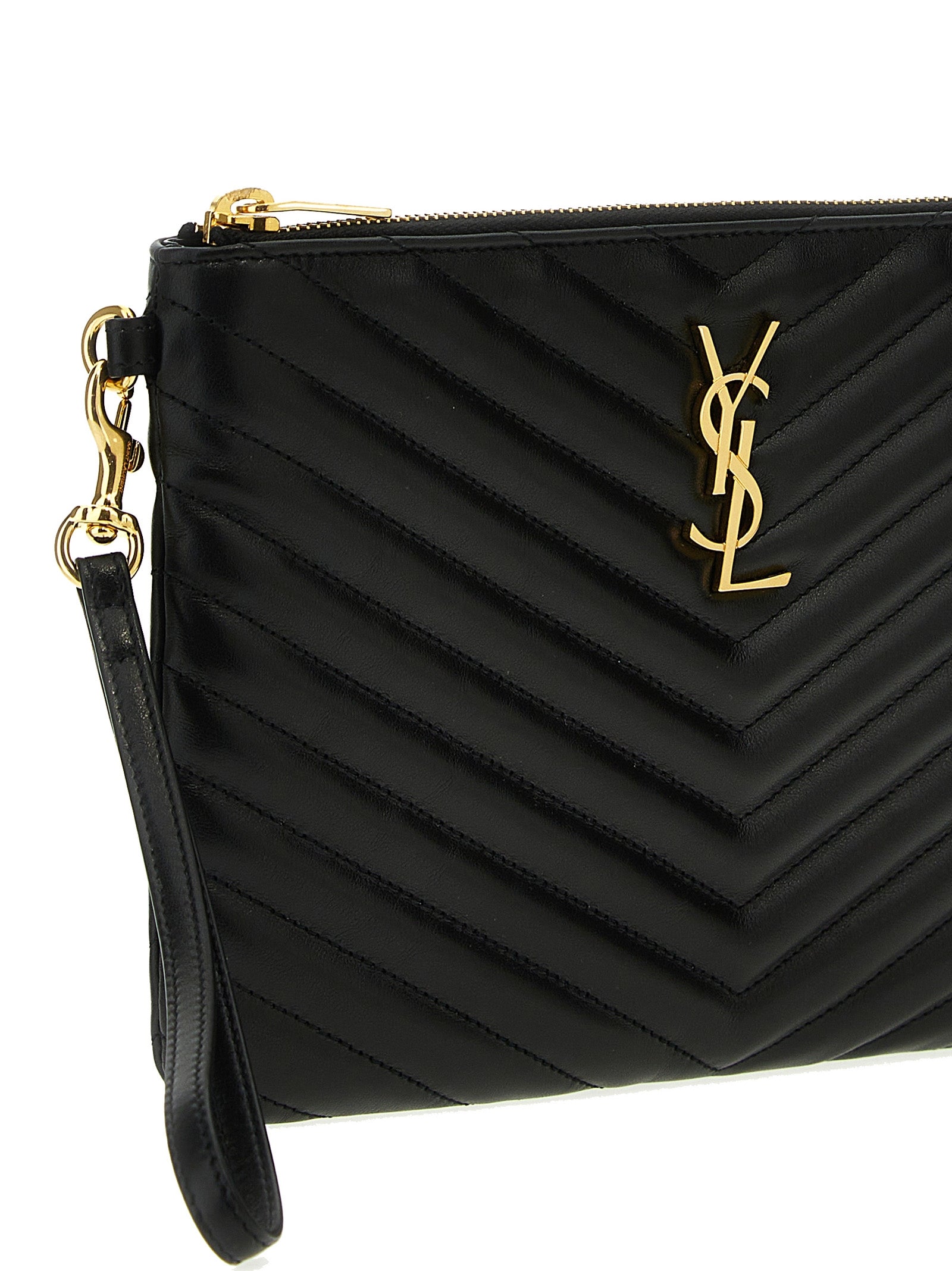 Saint Laurent Schwarze Kalbsleder-Clutch
