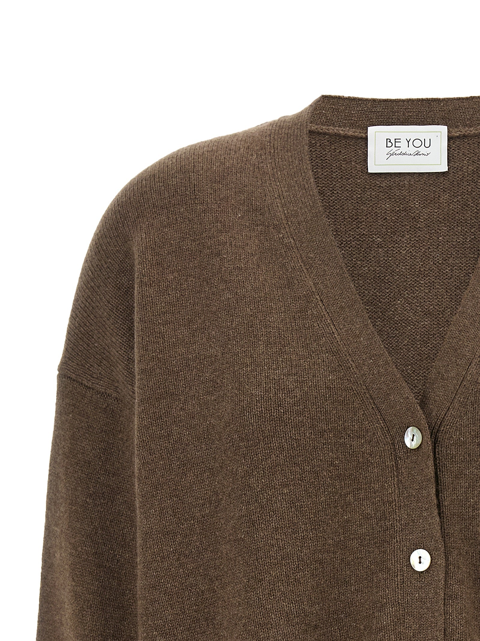 BE YOU Brauner Kaschmir-Strickjacke