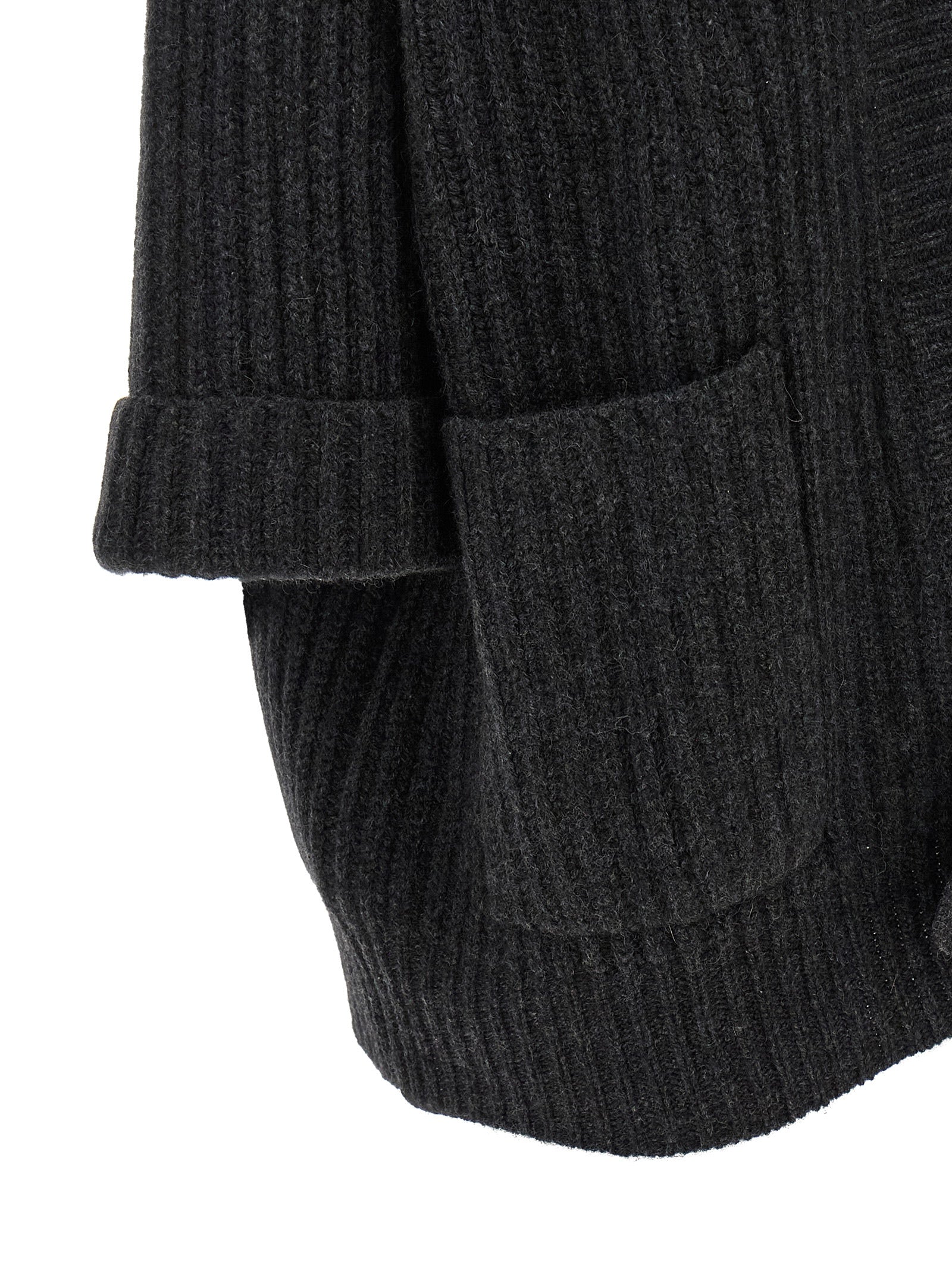 BE YOU Grauer Kaschmir-Strickjacke