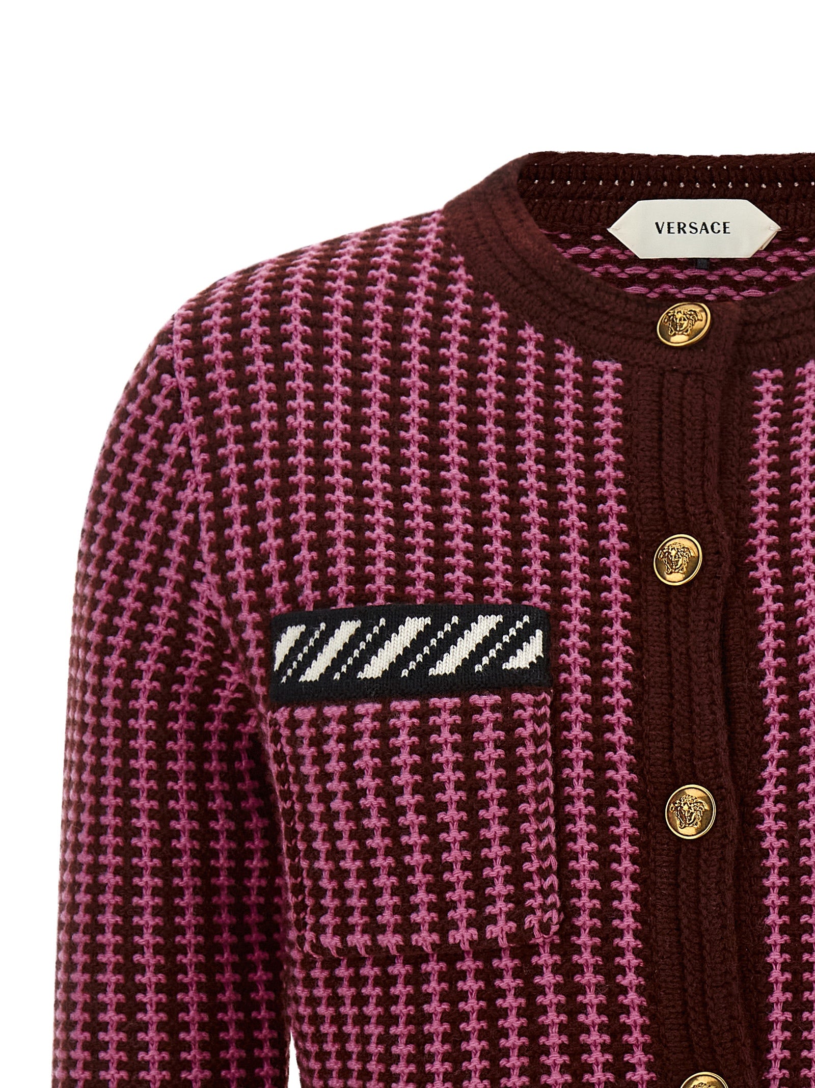 Versace Mehrfarbige Strickjacke aus reiner Schurwolle