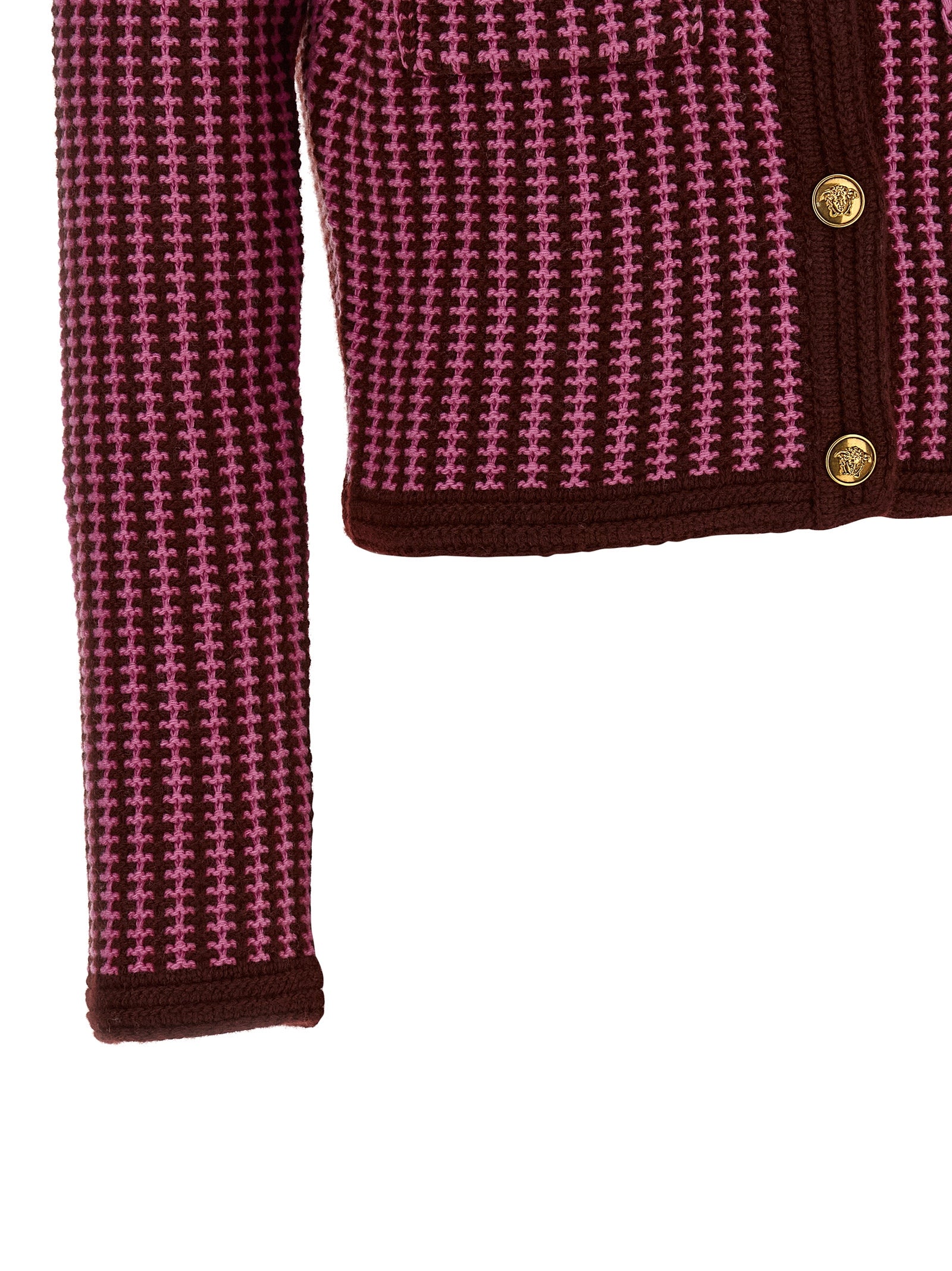 Versace Mehrfarbige Strickjacke aus reiner Schurwolle