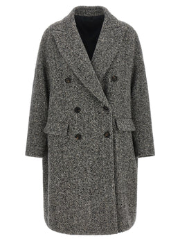 Brunello Cucinelli Grauer Wollmantel aus reiner Schurwolle