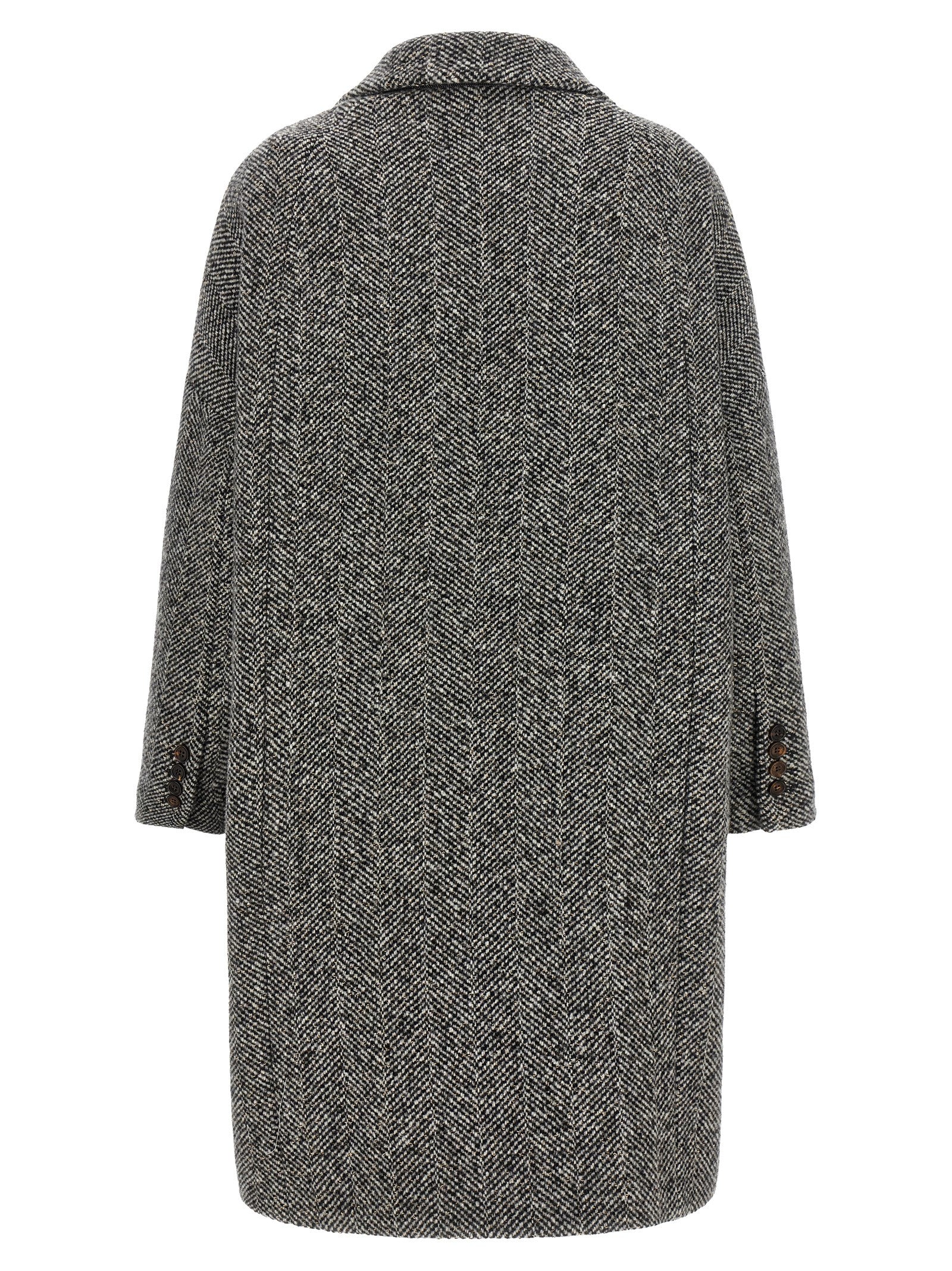 Brunello Cucinelli Grauer Wollmantel aus reiner Schurwolle