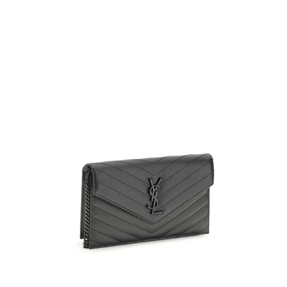 Saint Laurent Schwarzes Kalbsleder Bos Taurus Portemonnaie