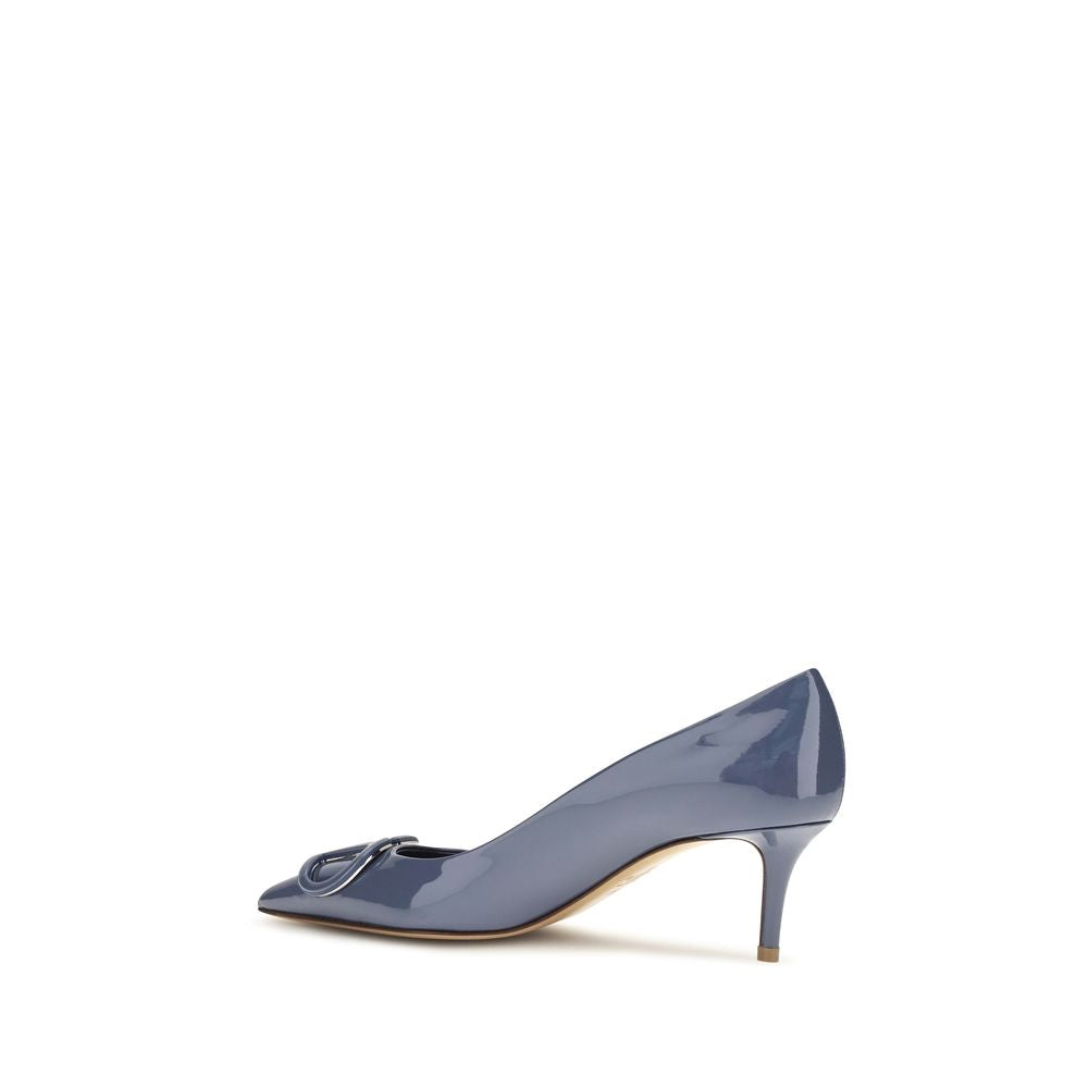 Valentino Garavani Blaue Pumps aus Kalbsleder Bos Taurus mit hohem Absatz