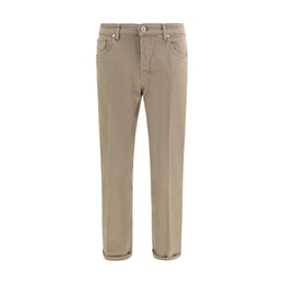 PT Torino Schmale Baumwolljeans in Creme