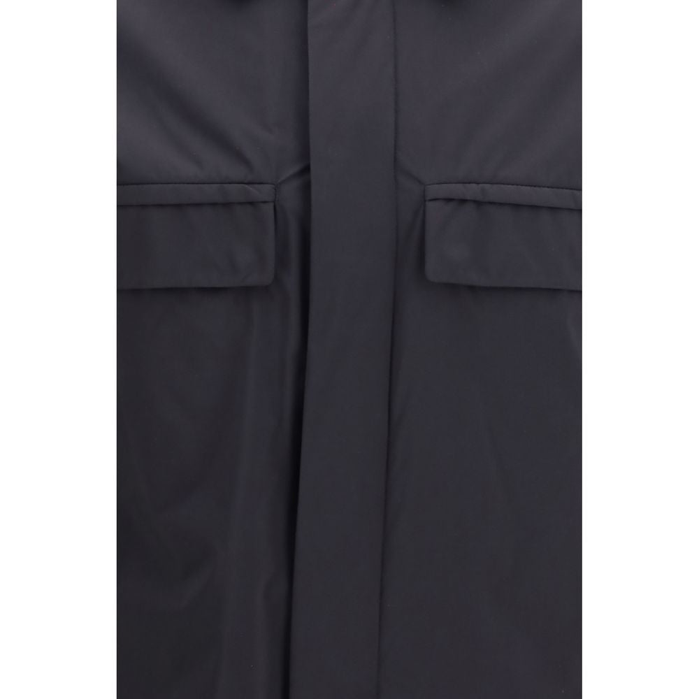 LAMINAR Schwarze Polyamid-Jacke in voller Länge