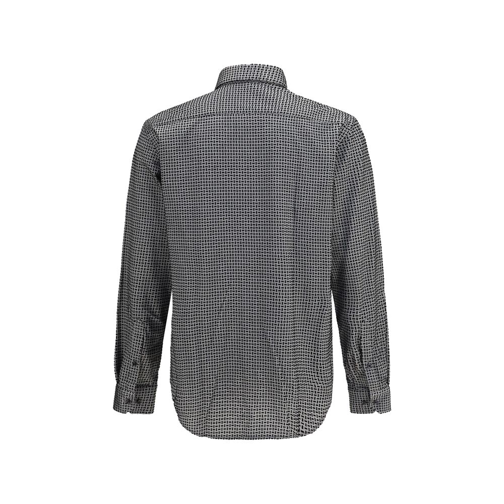 Giorgio Armani Graues Baumwollhemd mit Muster