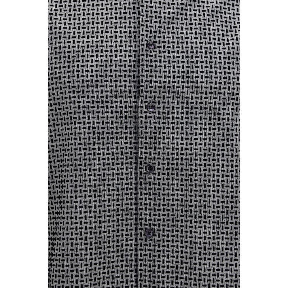 Giorgio Armani Graues Baumwollhemd mit Muster