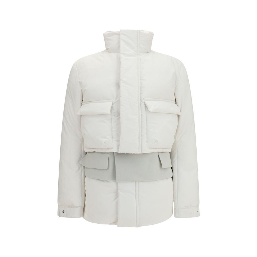 Sacai Weiße Polyester-Jacke in voller Länge