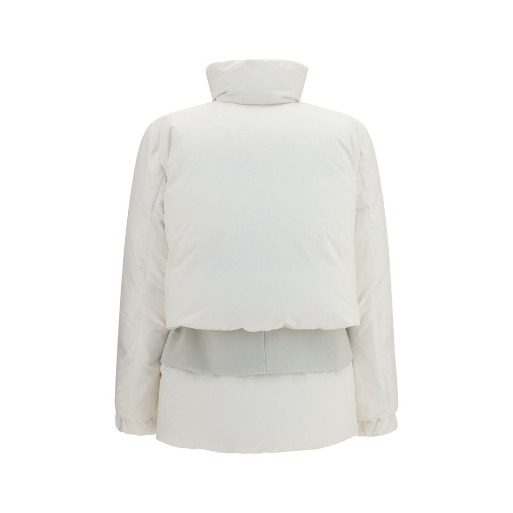 Sacai Weiße Polyester-Jacke in voller Länge