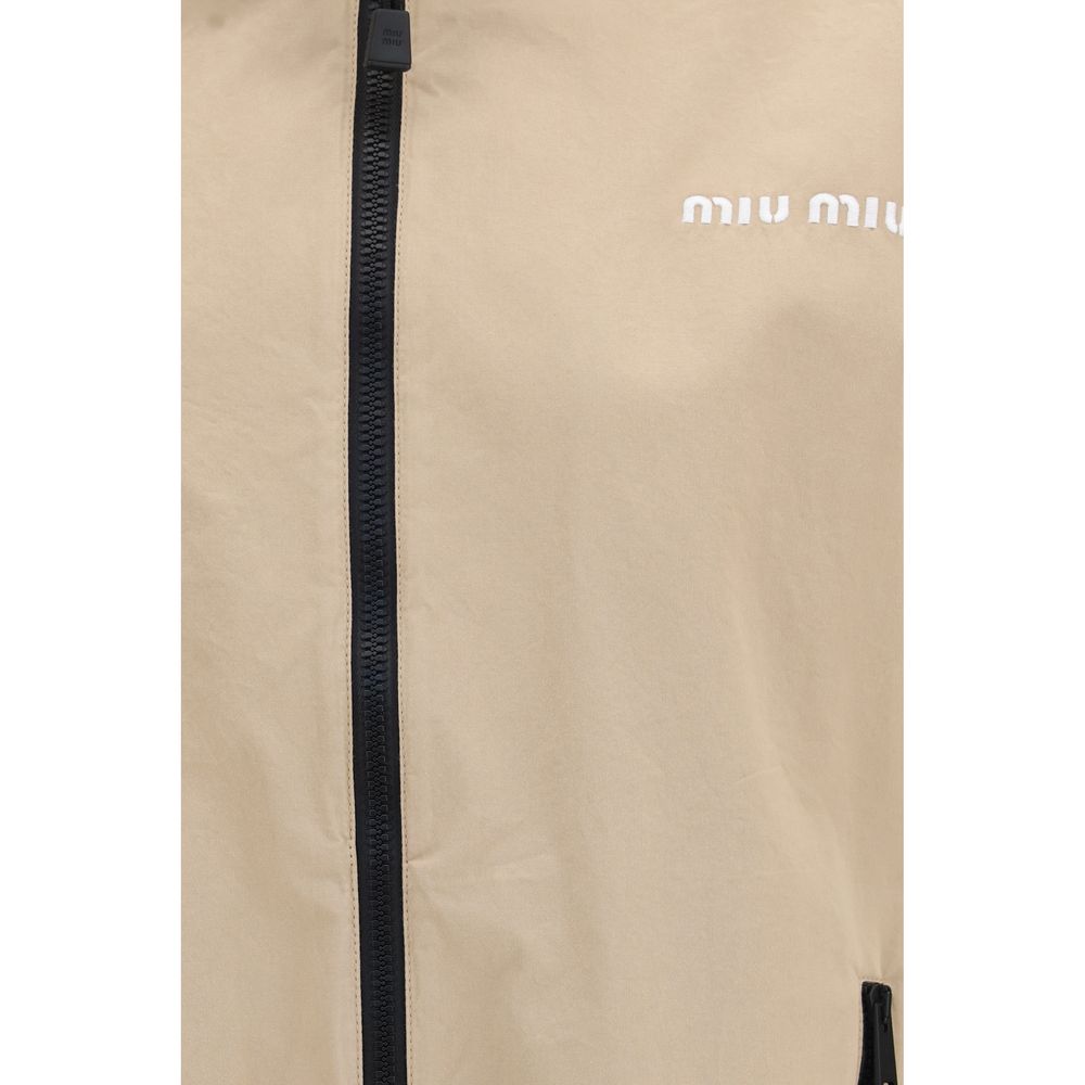 Miu Miu Beige Baumwolljacke in voller Länge