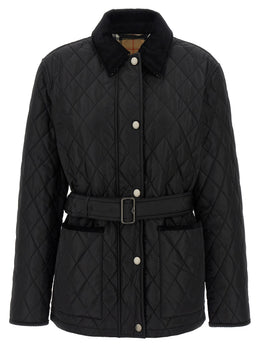 Burberry Schwarze Polyamid-Jacke in voller Länge