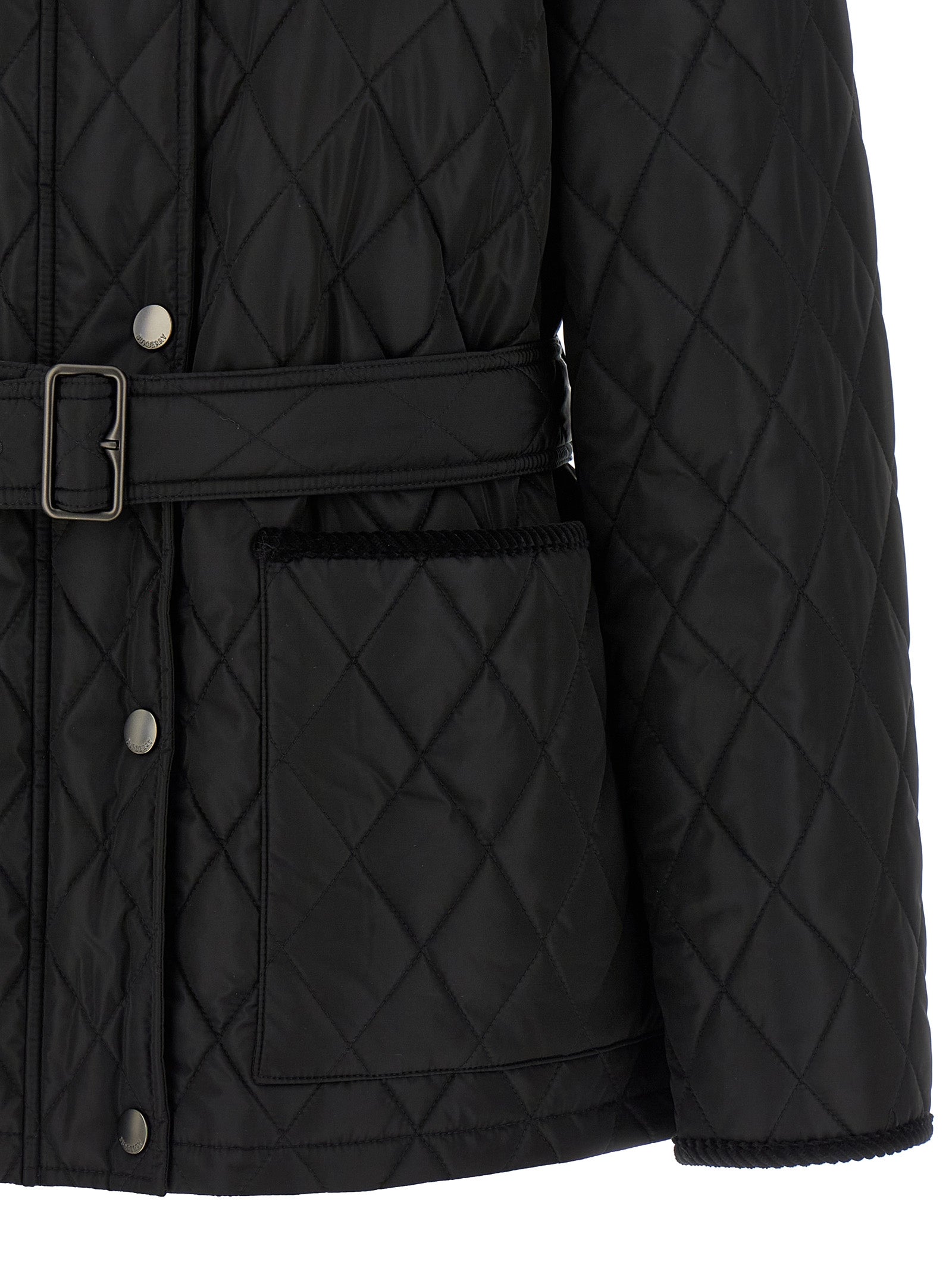 Burberry Schwarze Polyamid-Jacke in voller Länge