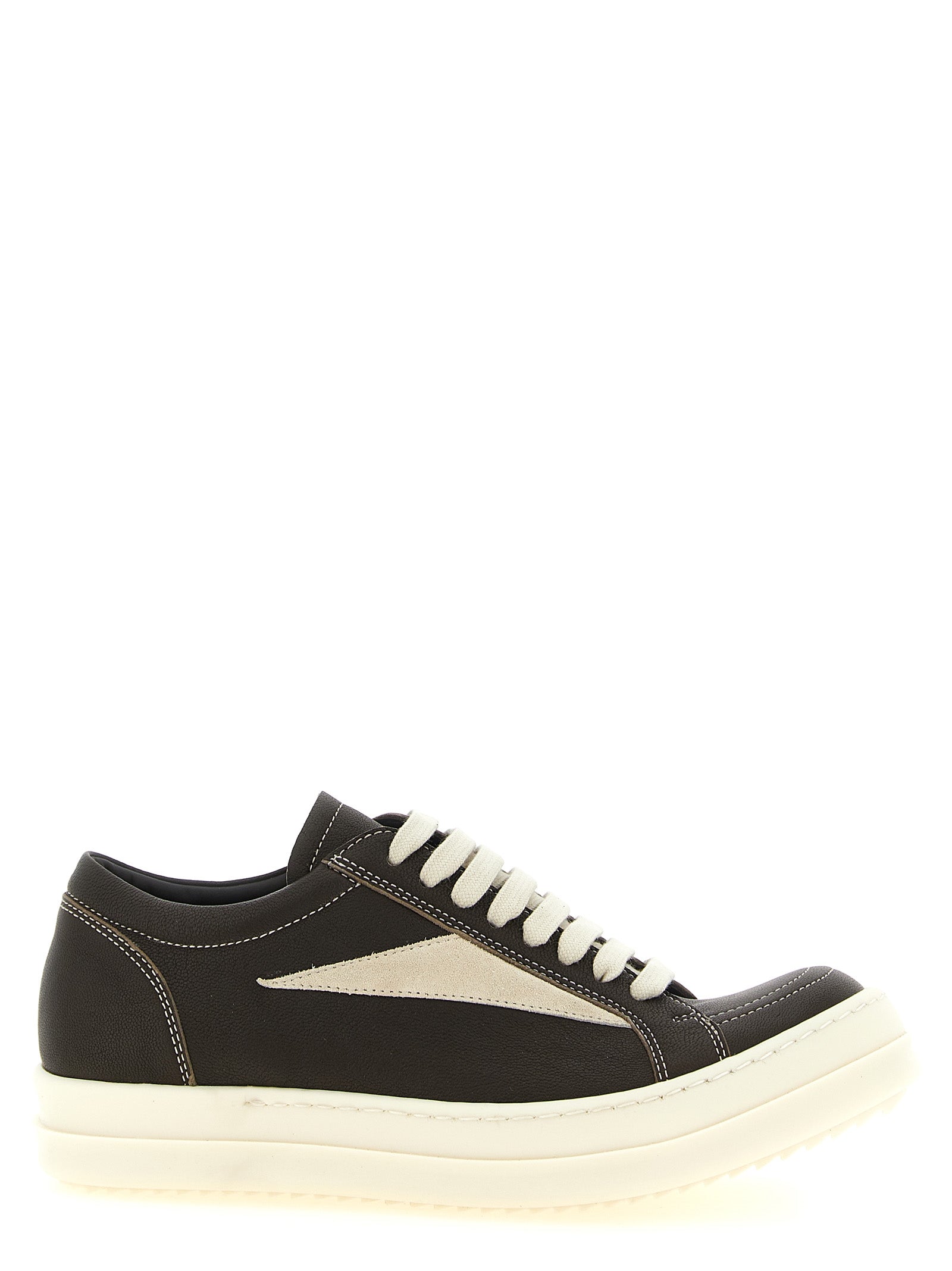 Rick Owens Braune Lammleder Low-Top-Sneaker