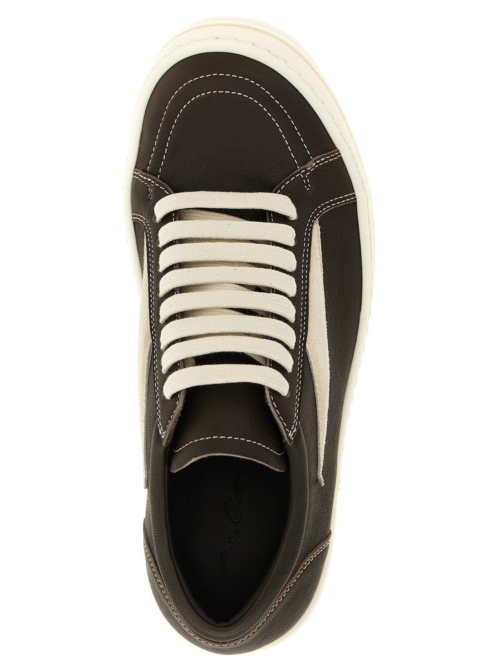 Rick Owens Braune Lammleder Low-Top-Sneaker