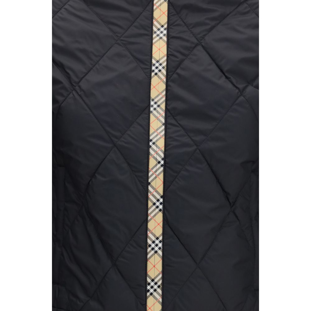Burberry Schwarze Polyamid-Jacke in voller Länge