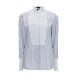 Tom Ford Blaues Baumwollhemd mit Muster