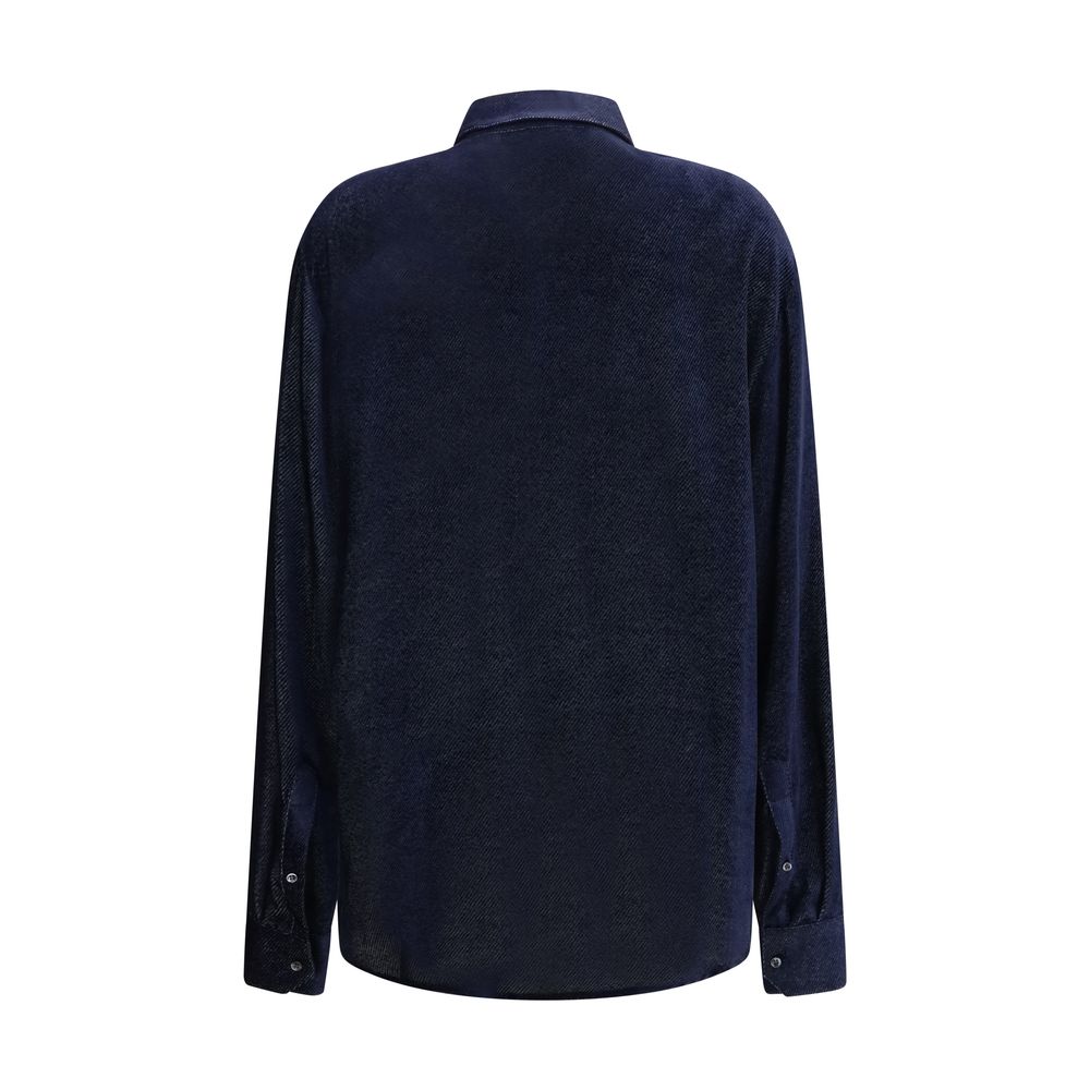 Giorgio Armani Blaues Seidenhemd