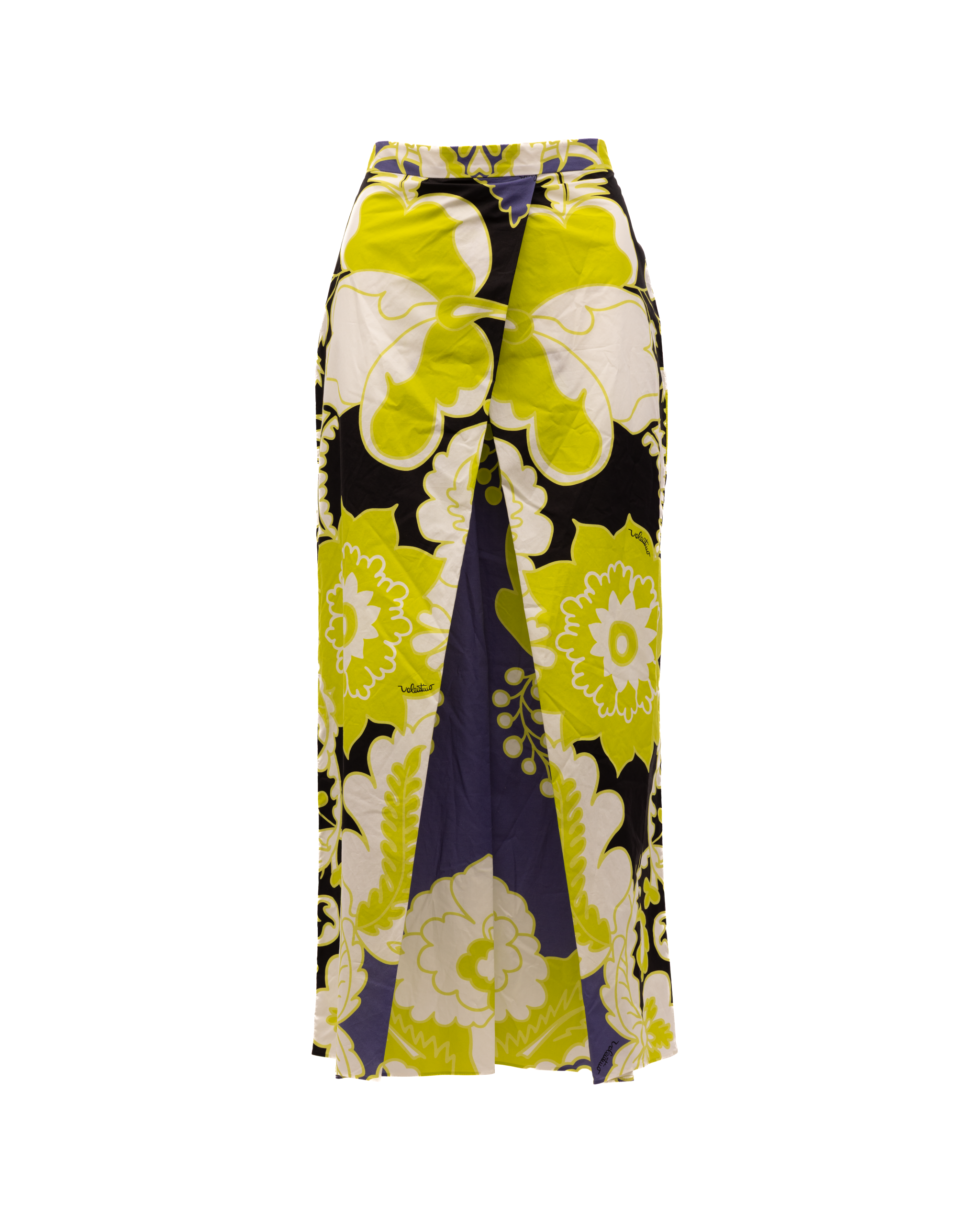Valentino Garavani Damen-Blumenrock in Schwarz, Limettengrün, Weiße Details