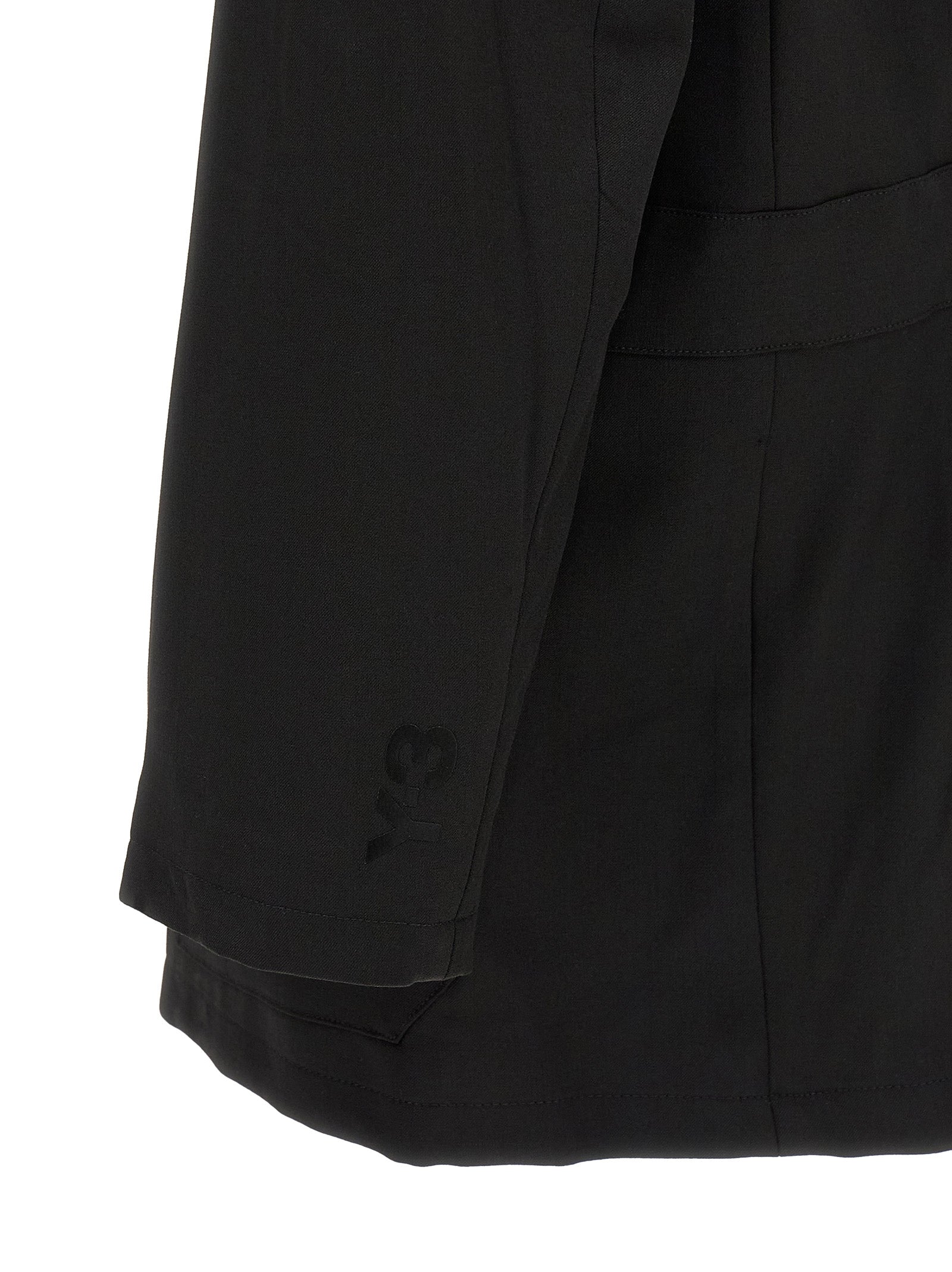 Y-3 Schwarze Wolljacke in voller Länge