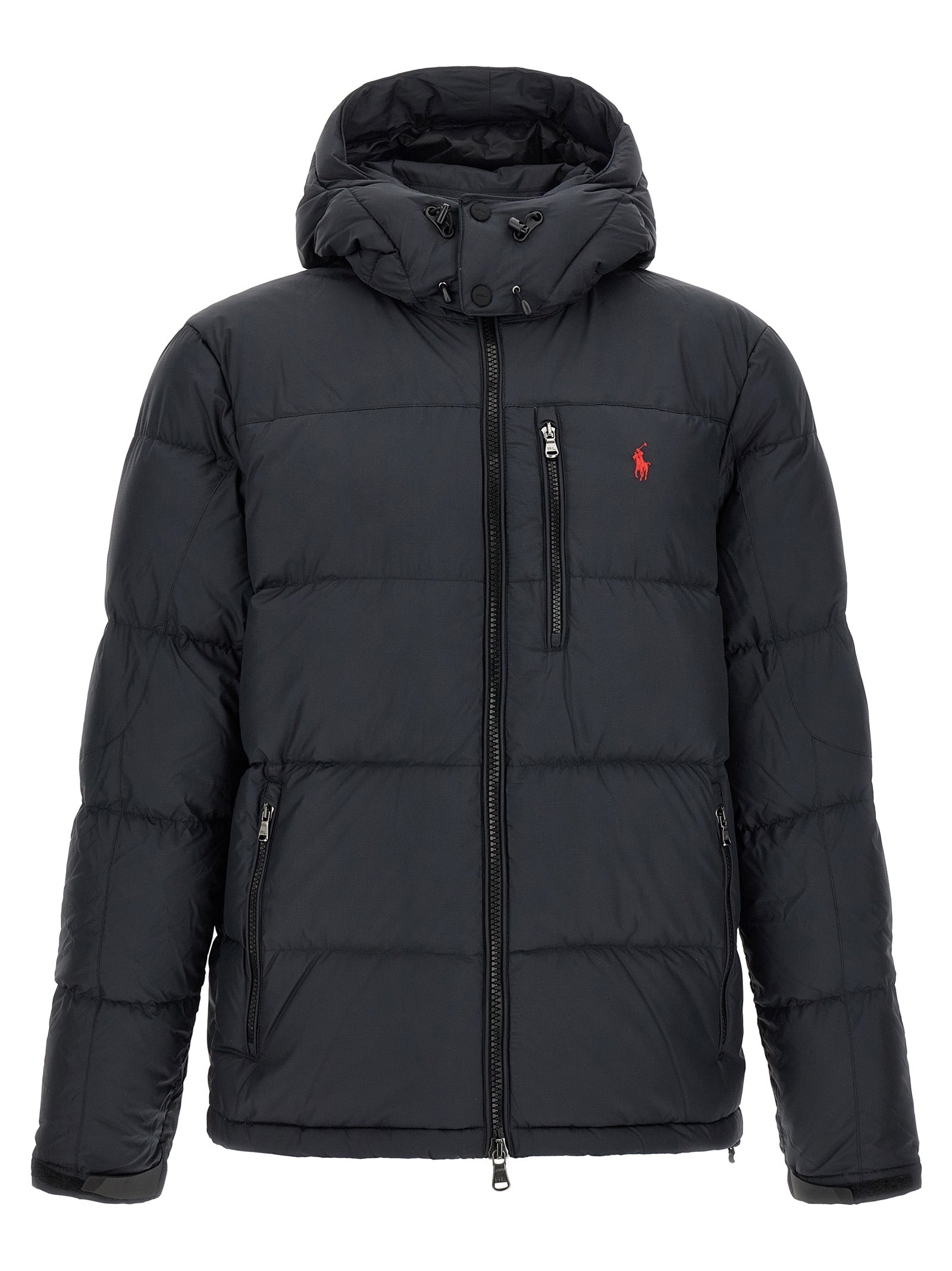 Polo Ralph Lauren Schwarze Polyester-Jacke in voller Länge