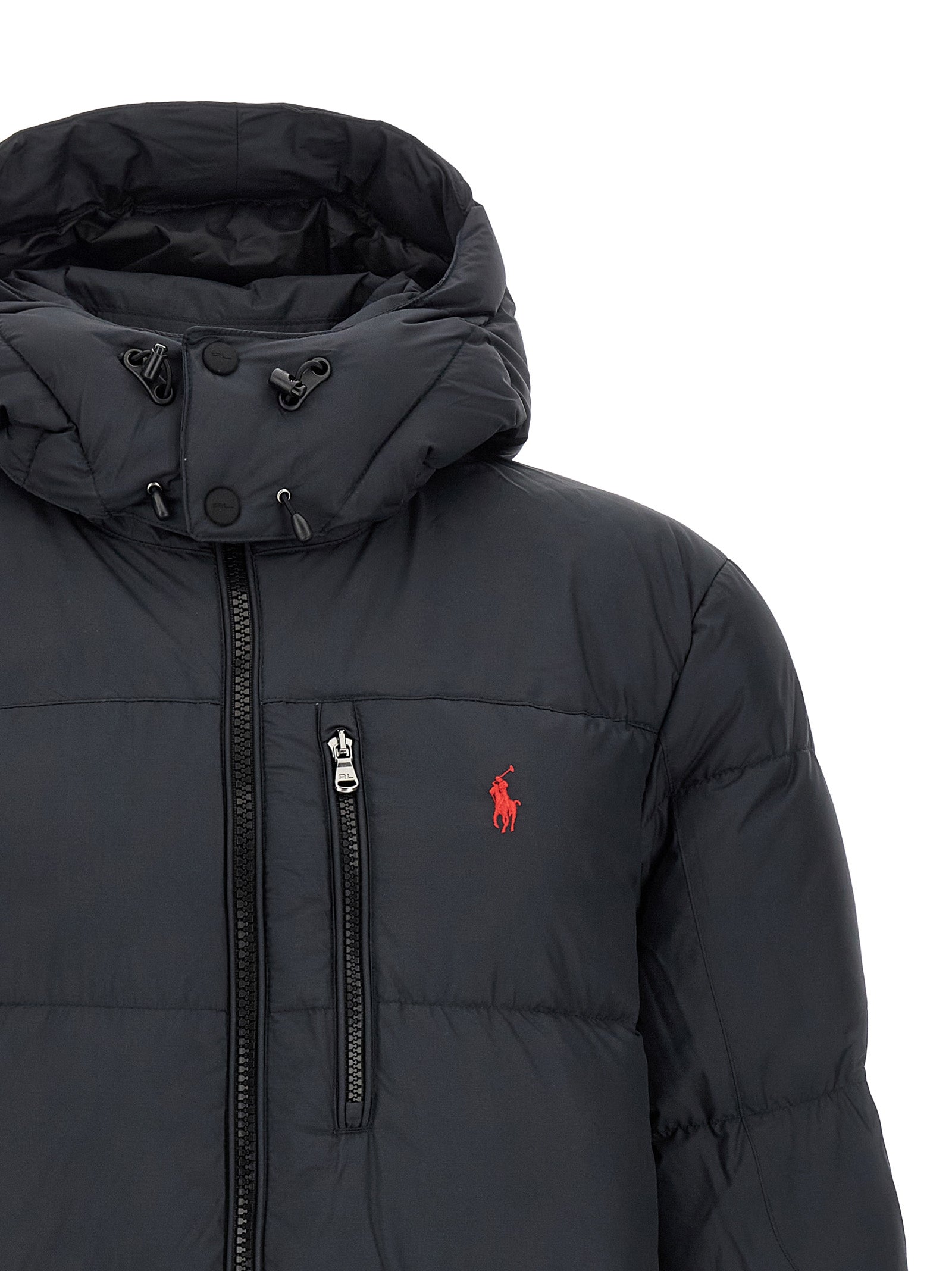 Polo Ralph Lauren Schwarze Polyester-Jacke in voller Länge