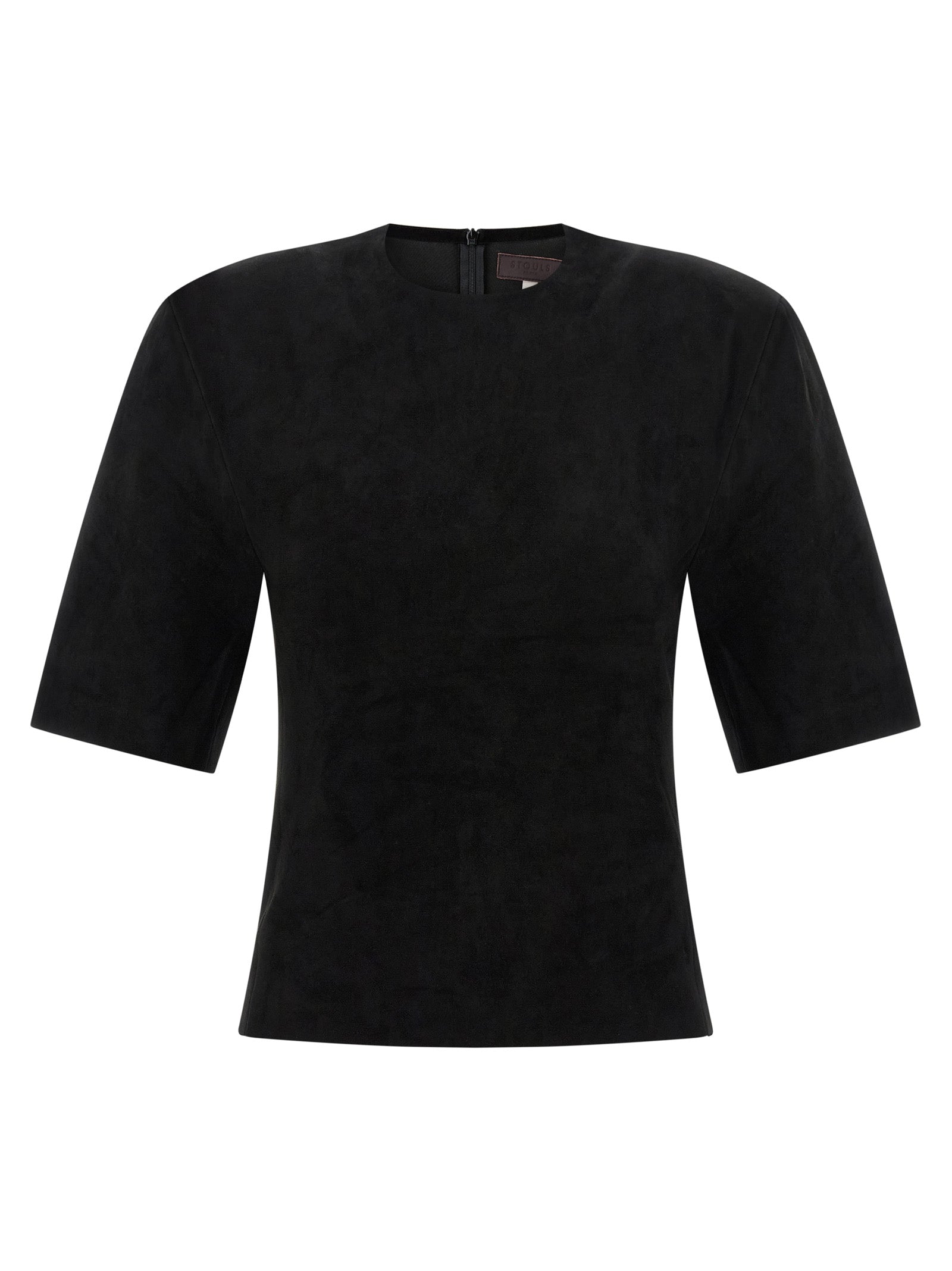 STOULS Schwarzes Lammleder-T-Shirt