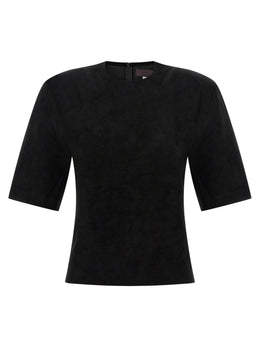 STOULS Schwarzes Lammleder-T-Shirt