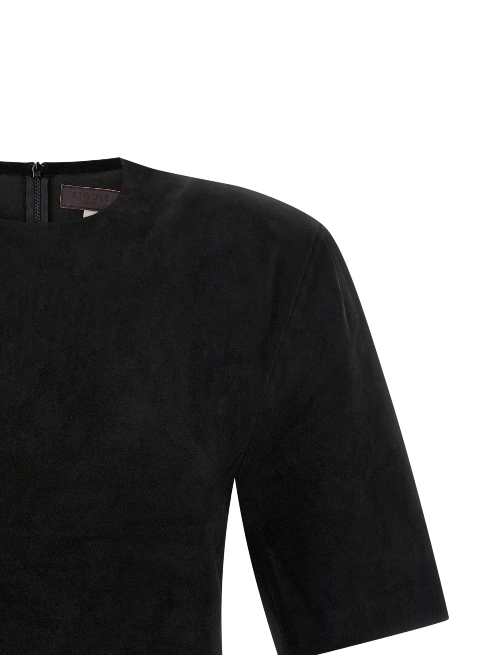 STOULS Schwarzes Lammleder-T-Shirt