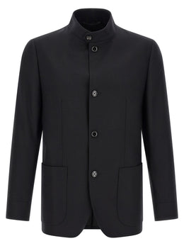 Lardini Schwarzer Blazer aus reiner Schurwolle