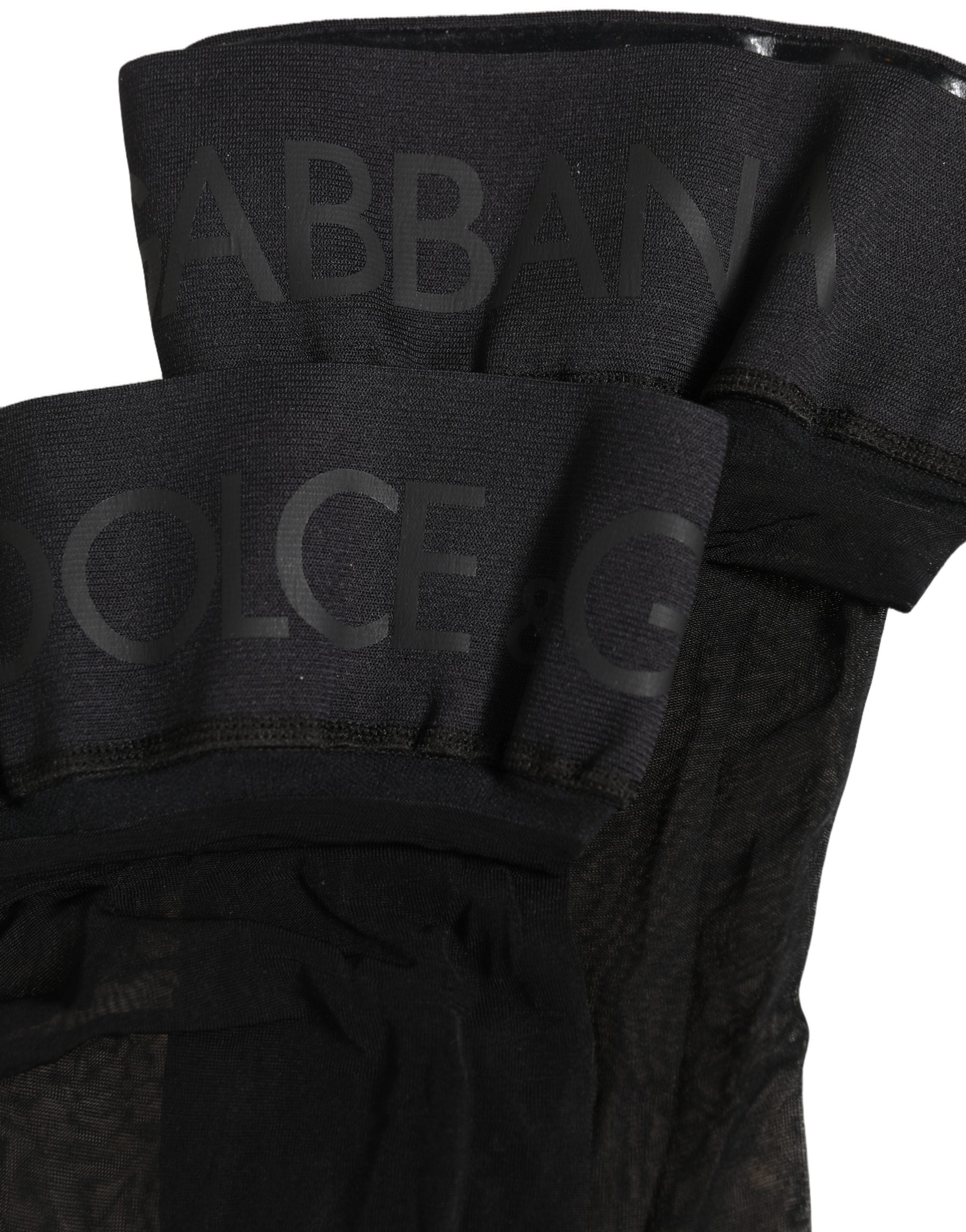 Dolce & Gabbana Schwarze Kniestrumpfhose aus Nylon mit Logo für Damen