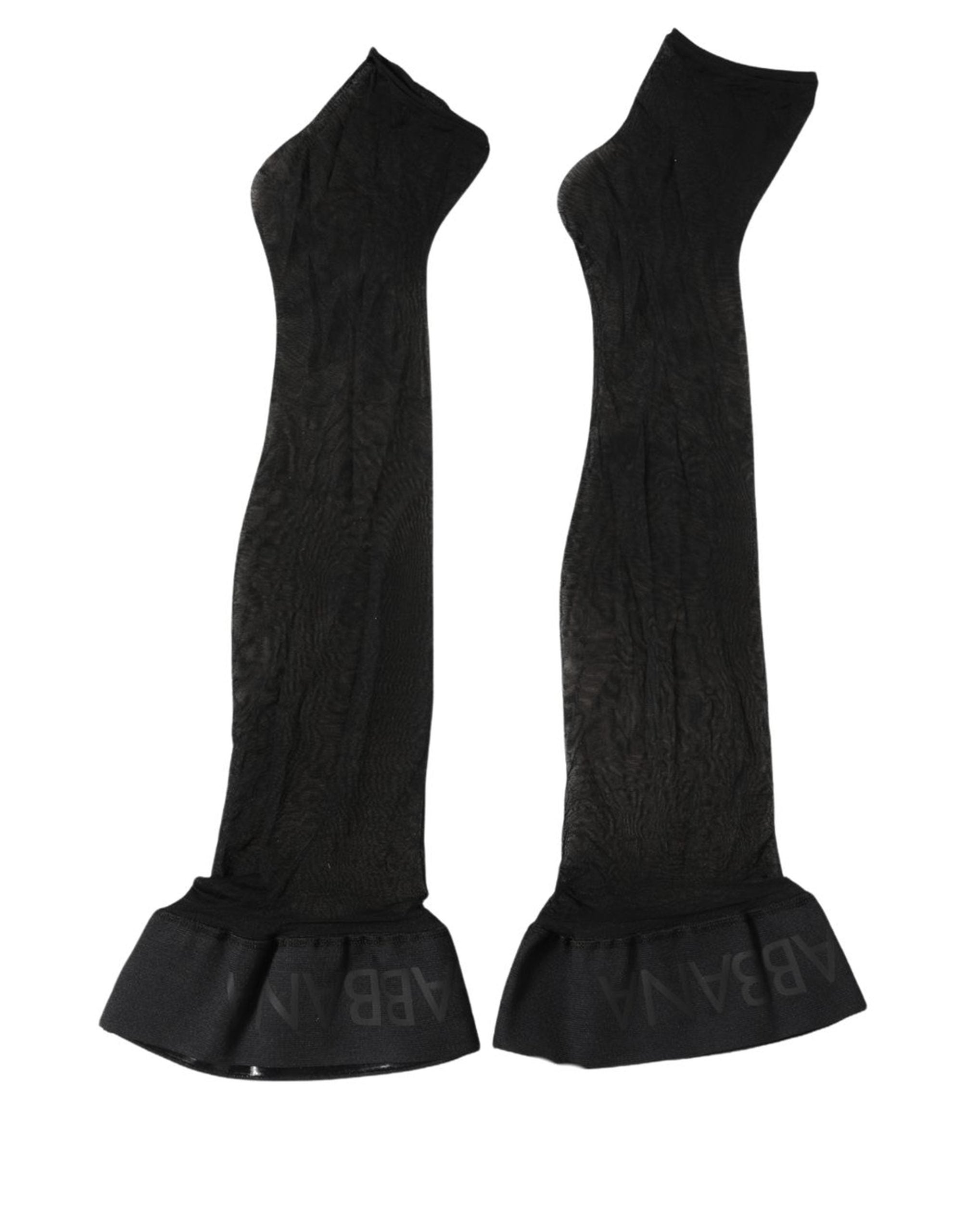 Dolce & Gabbana Schwarze Kniestrumpfhose aus Nylon mit Logo für Damen